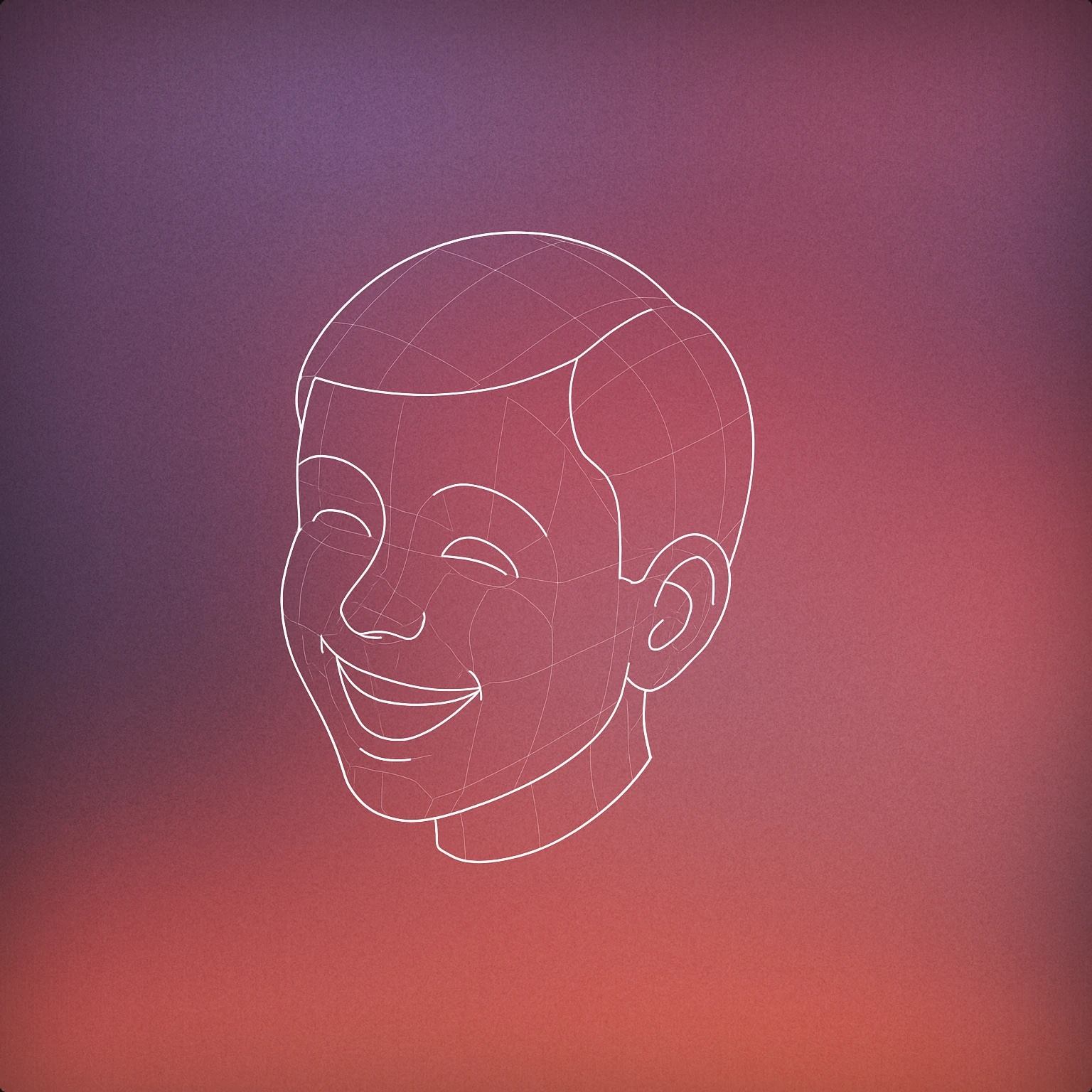 Cover of A minimalistic open-mouth smiling child's face with closed eyes and upward curved mouth for Child Laughing sound effects