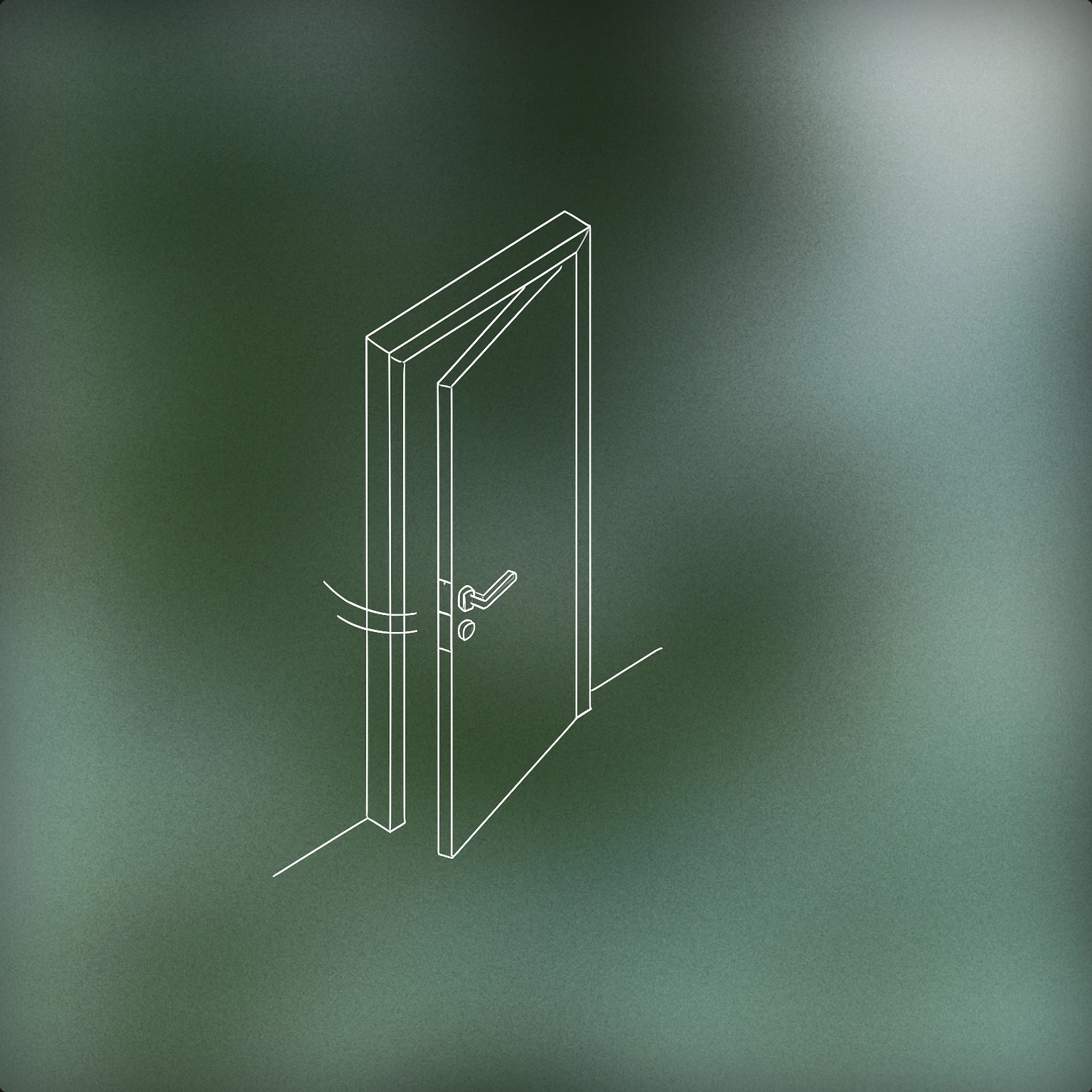 Cover of a slightly ajar door with a visible handle and a motion line indicating recent movement for Door Slam sound effects