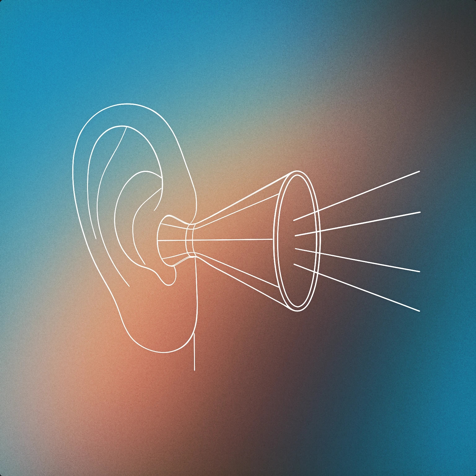 Cover of A stylized ear with a funnel shape extending from the ear canal, visually channeling abstract lines outward to represent sound being drained away for Drain sound effects