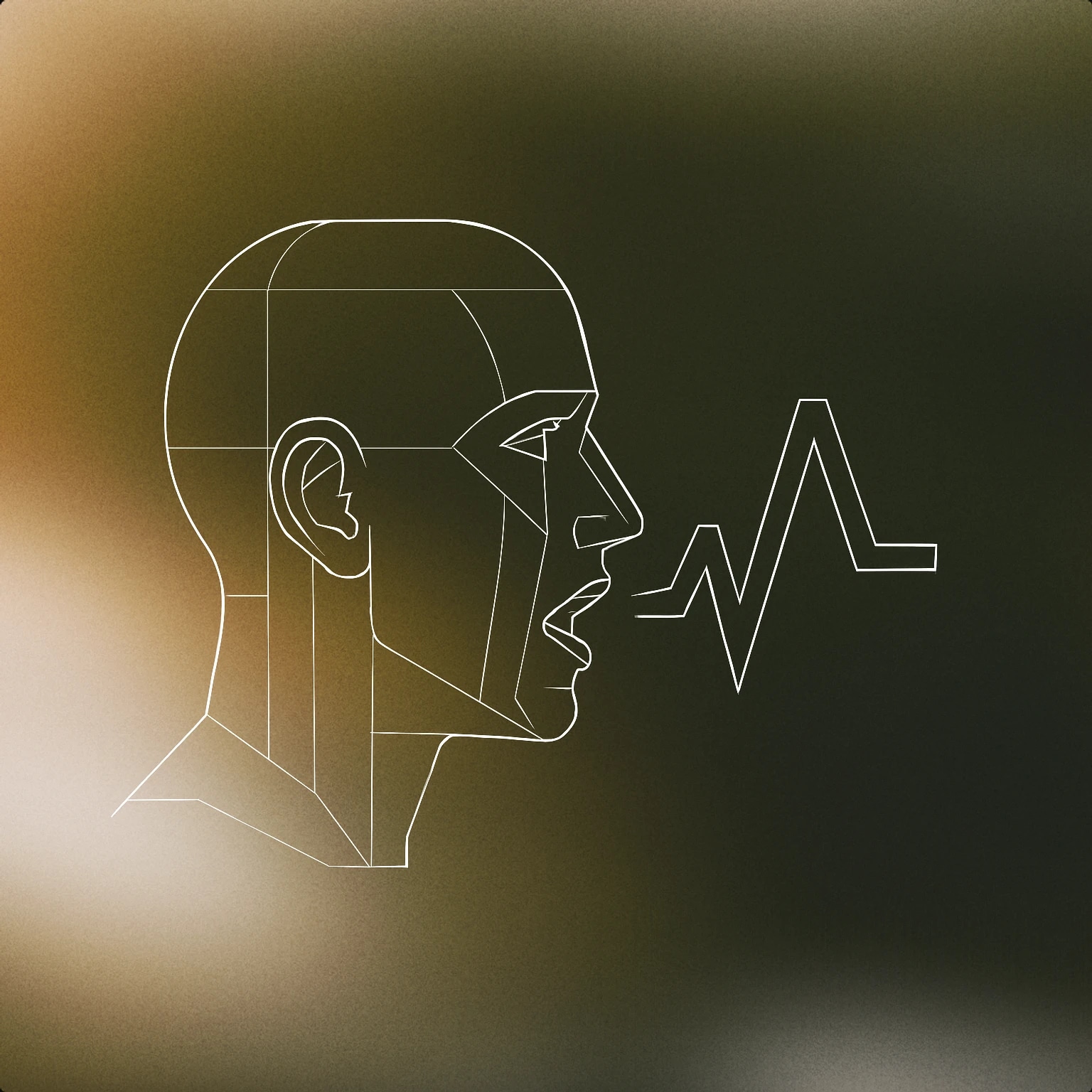 Cover of A stylized human head in profile with an open mouth and a single, bold soundwave emanating from it for Woman Yelling sound effects