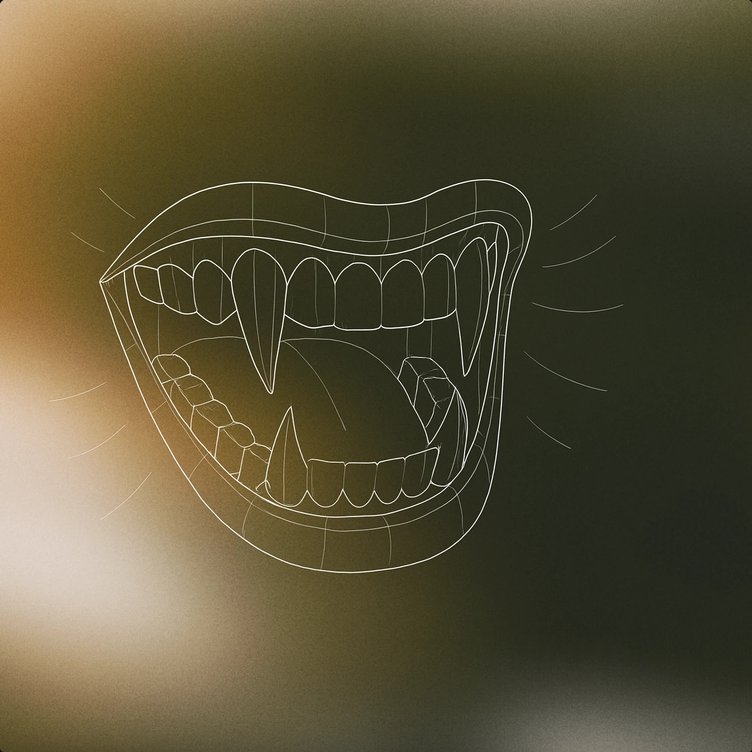 Cover of a stylized open mouth with sharp, exaggerated fangs and a wide grin, with subtle curved lines radiating outward to suggest laughter for Devil Laugh sound effects
