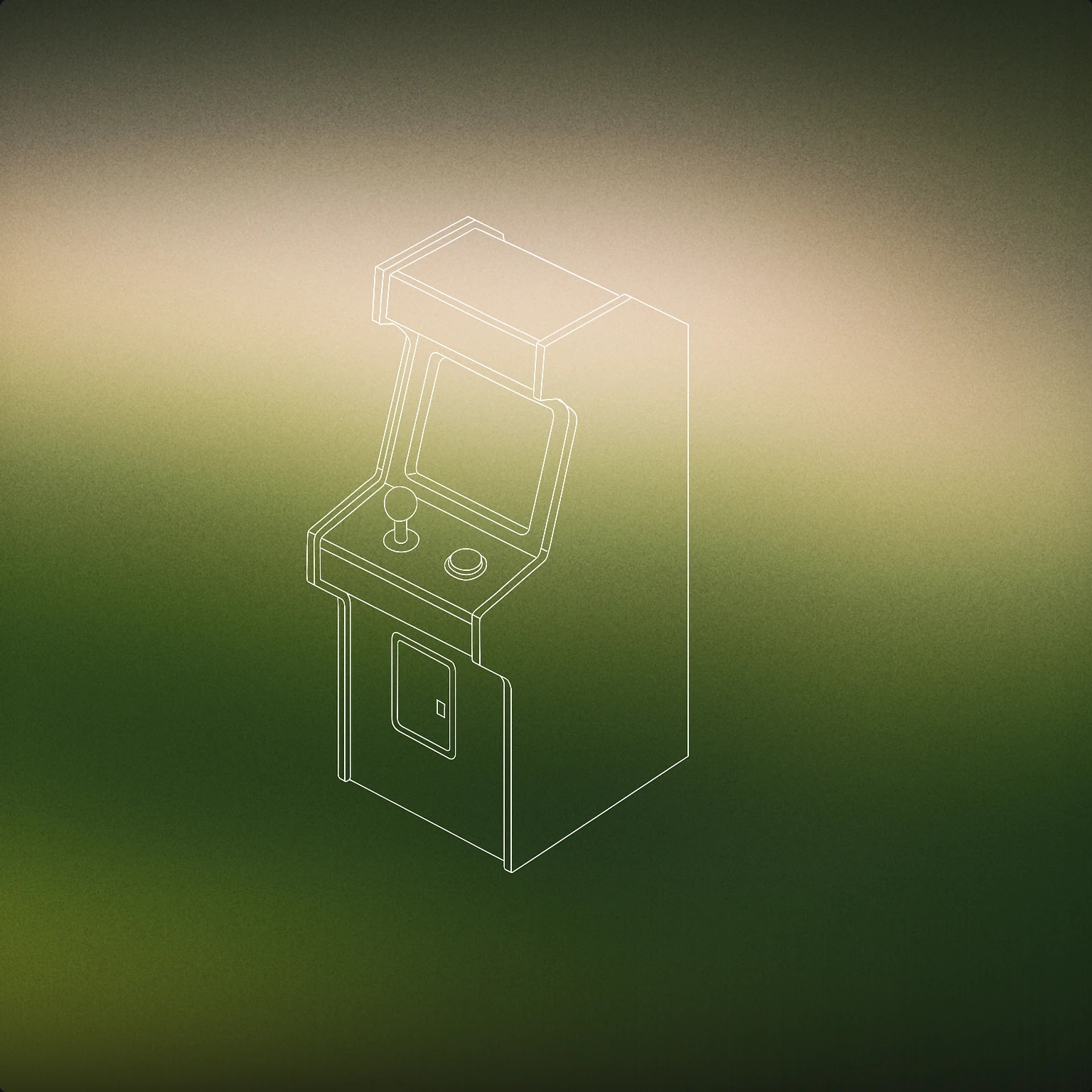 Cover of retro arcade game cabinet with a prominent joystick and a single large button for Arcade Game sound effects