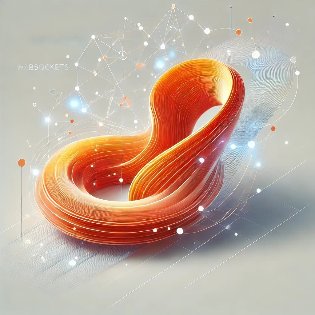 A digital illustration of a web socket with interconnected nodes and lines surrounding it.