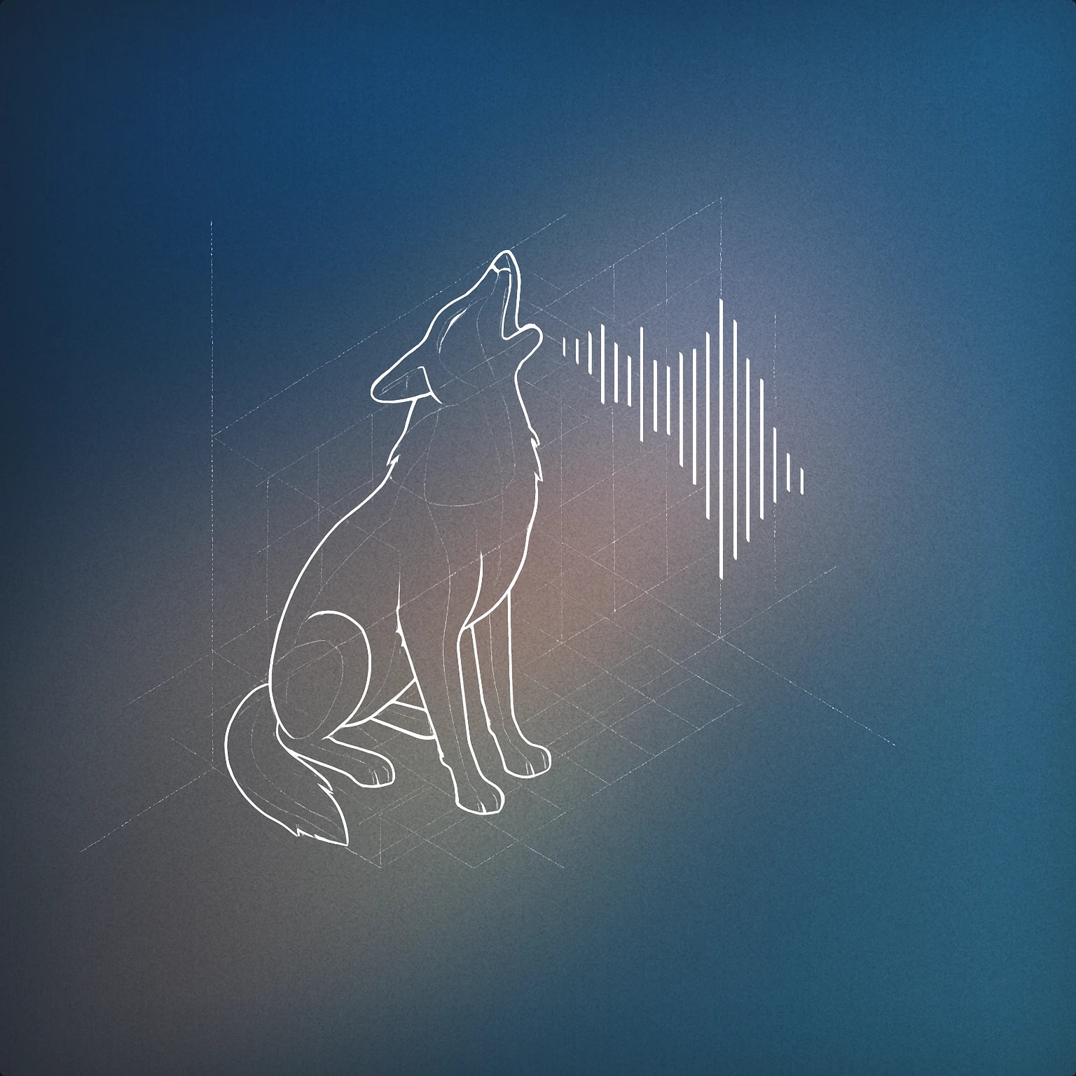 Cover of howling coyote silhouette with a visible soundwave emanating from its mouth for Coyote sound effects