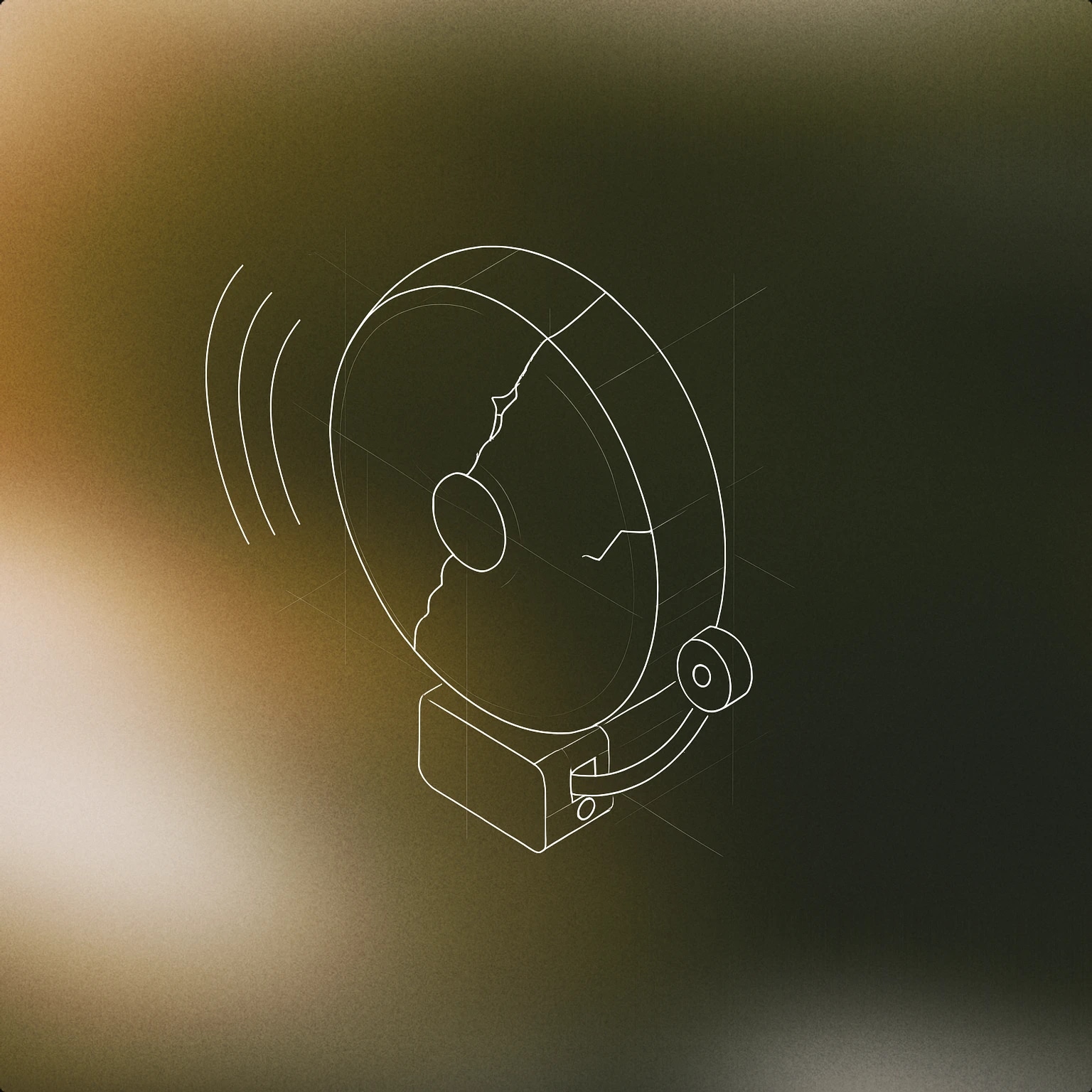 Cover of A cracked alarm bell with faint sound waves emanating from it for Fear sound effects