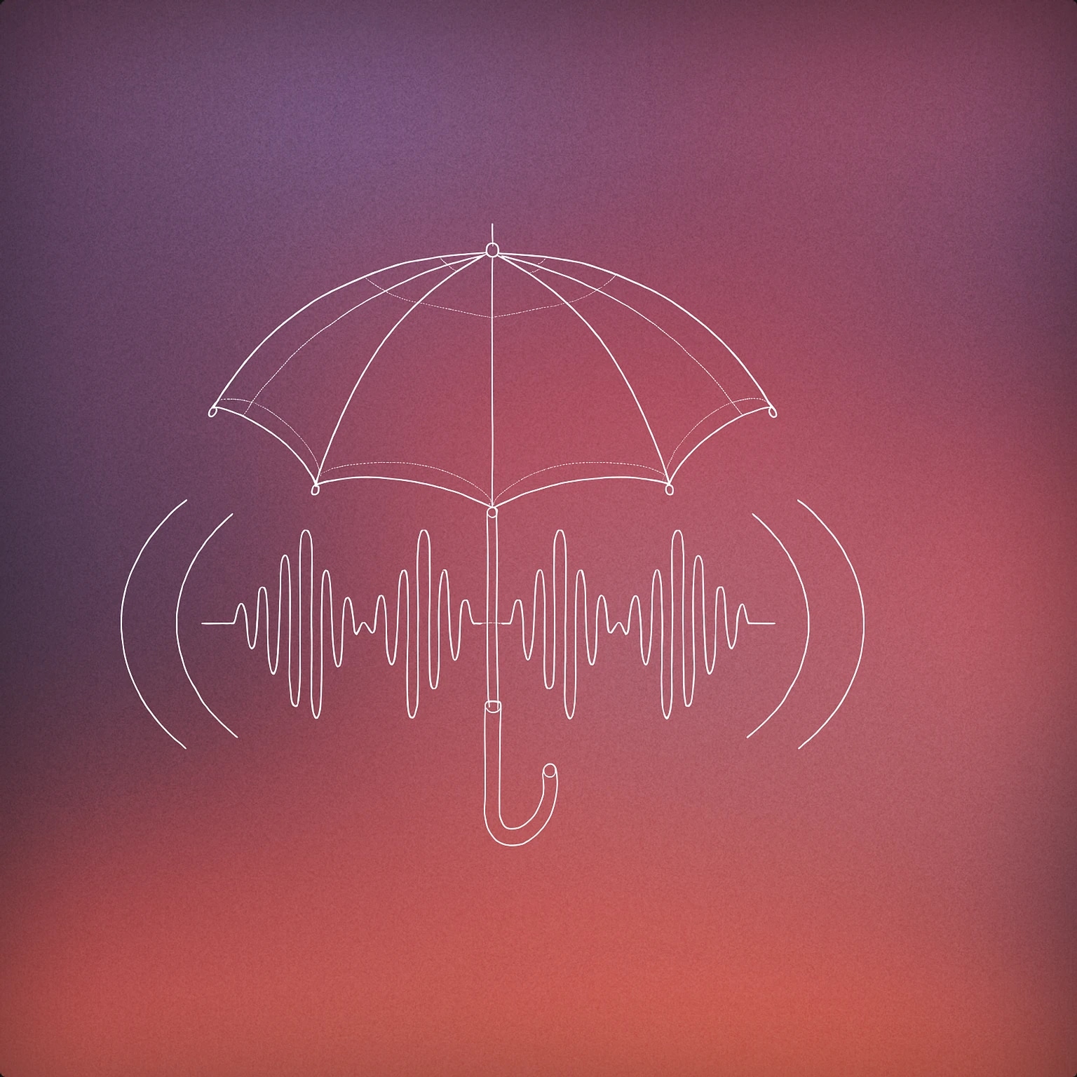 Cover of an umbrella with stylized soundwave patterns radiating from underneath its canopy for Umbrella sound effects