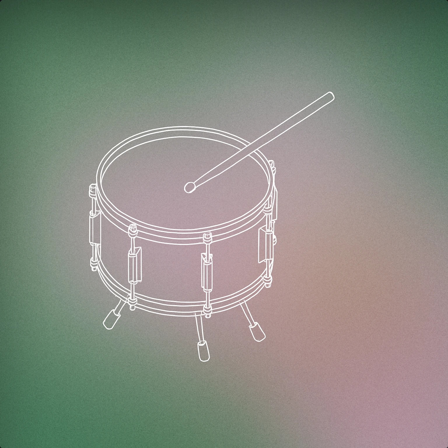 Cover of a single snare drum with a drumstick striking it for Ba Dum Tss sound effects
