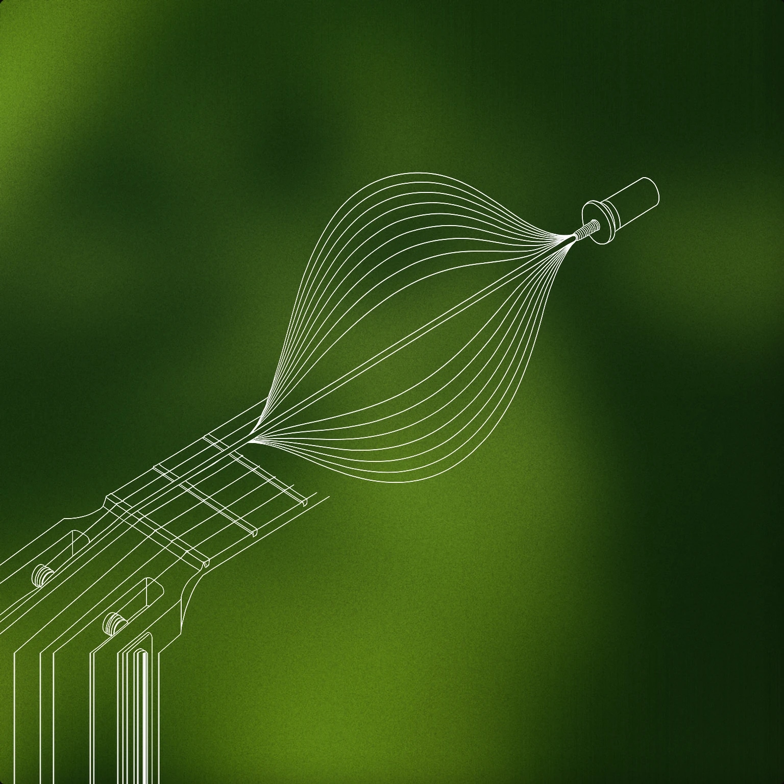 Cover of a single plucked guitar string vibrating in mid-air, with visible motion lines indicating the oscillation for Twang sound effects