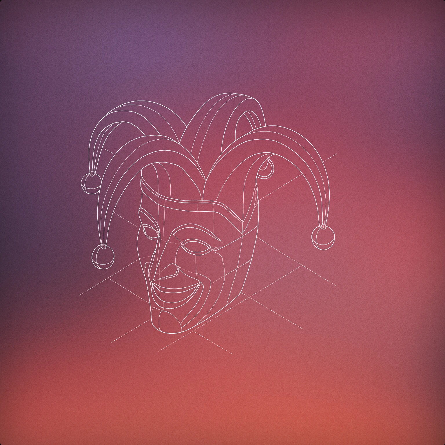 Cover of A stylized jester mask with a protruding smile and exaggerated, curved bells on each tip for Joker sound effects