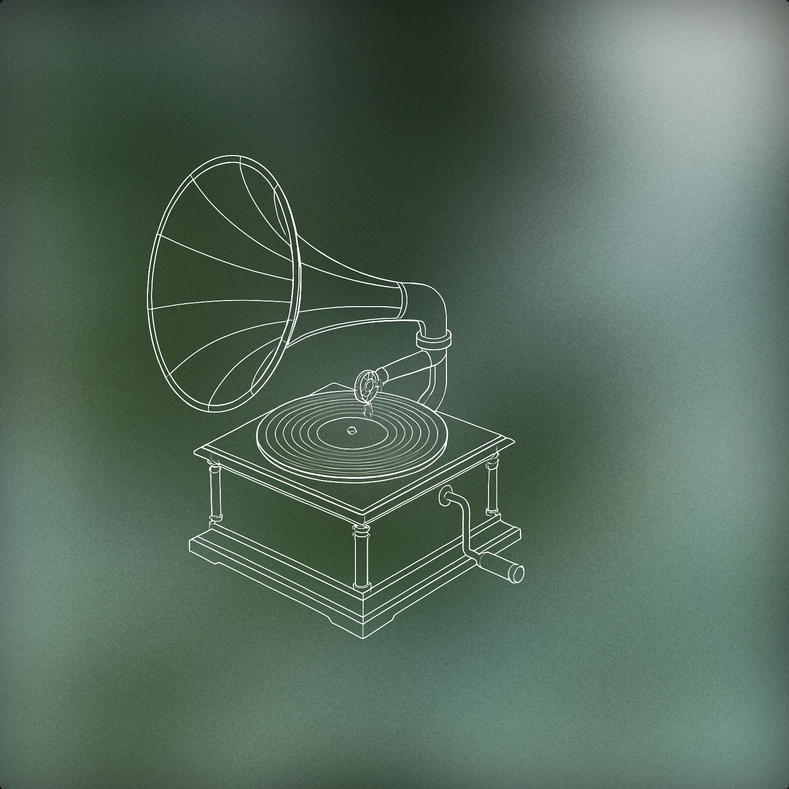 Cover of classic phonograph turntable with a large horn for Phonograph sound effects