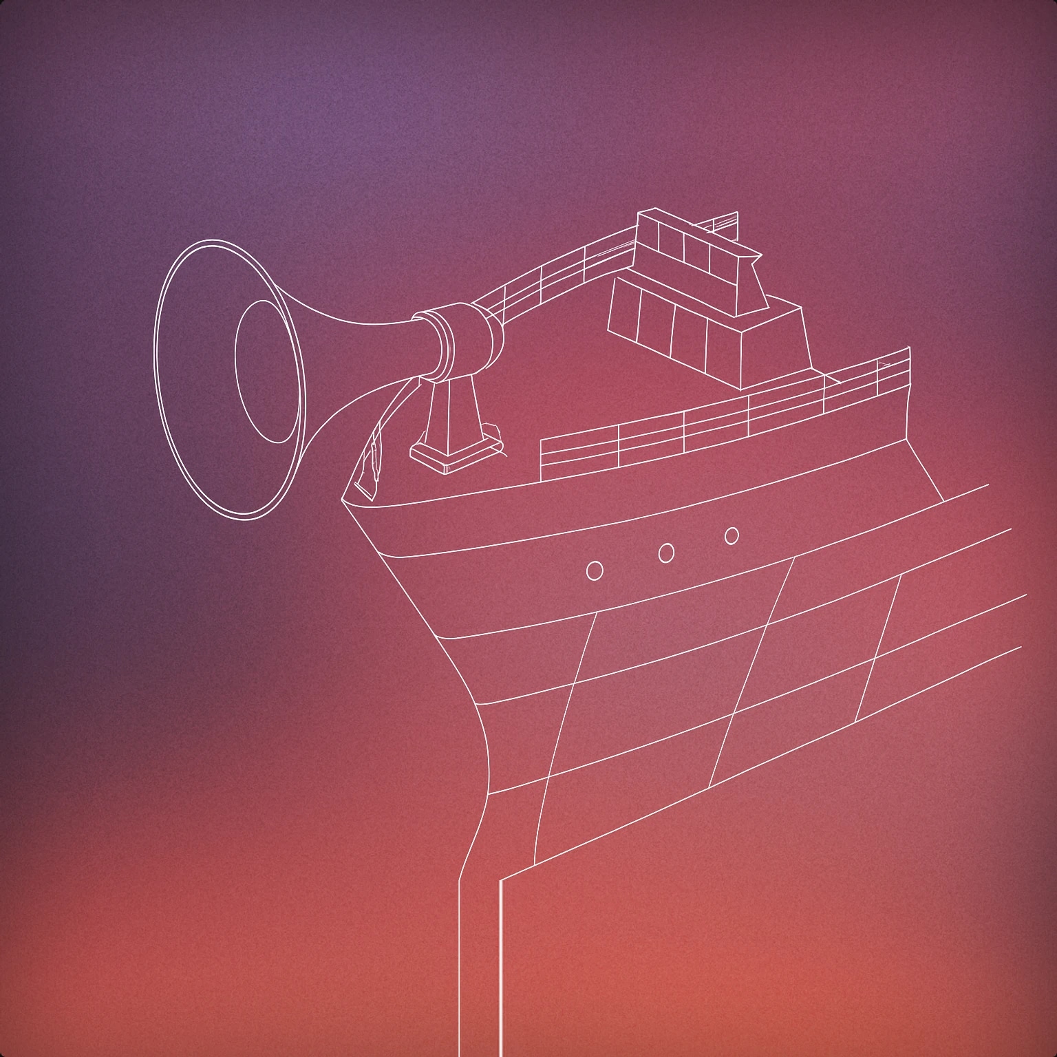 Cover of large ship bow with a prominent horn mounted at the front for Ship Horn sound effects