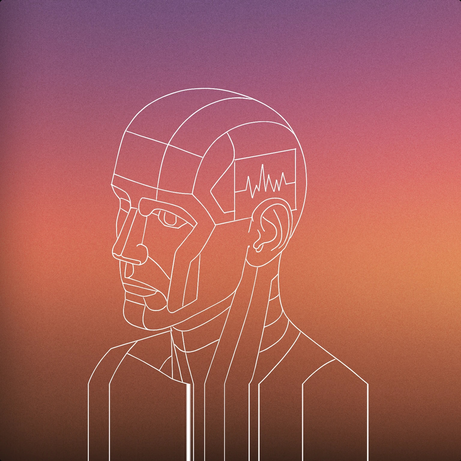 Cover of a stylized robotic head with a visible ear and a waveform pattern integrated into the side of the head for AI sound effects