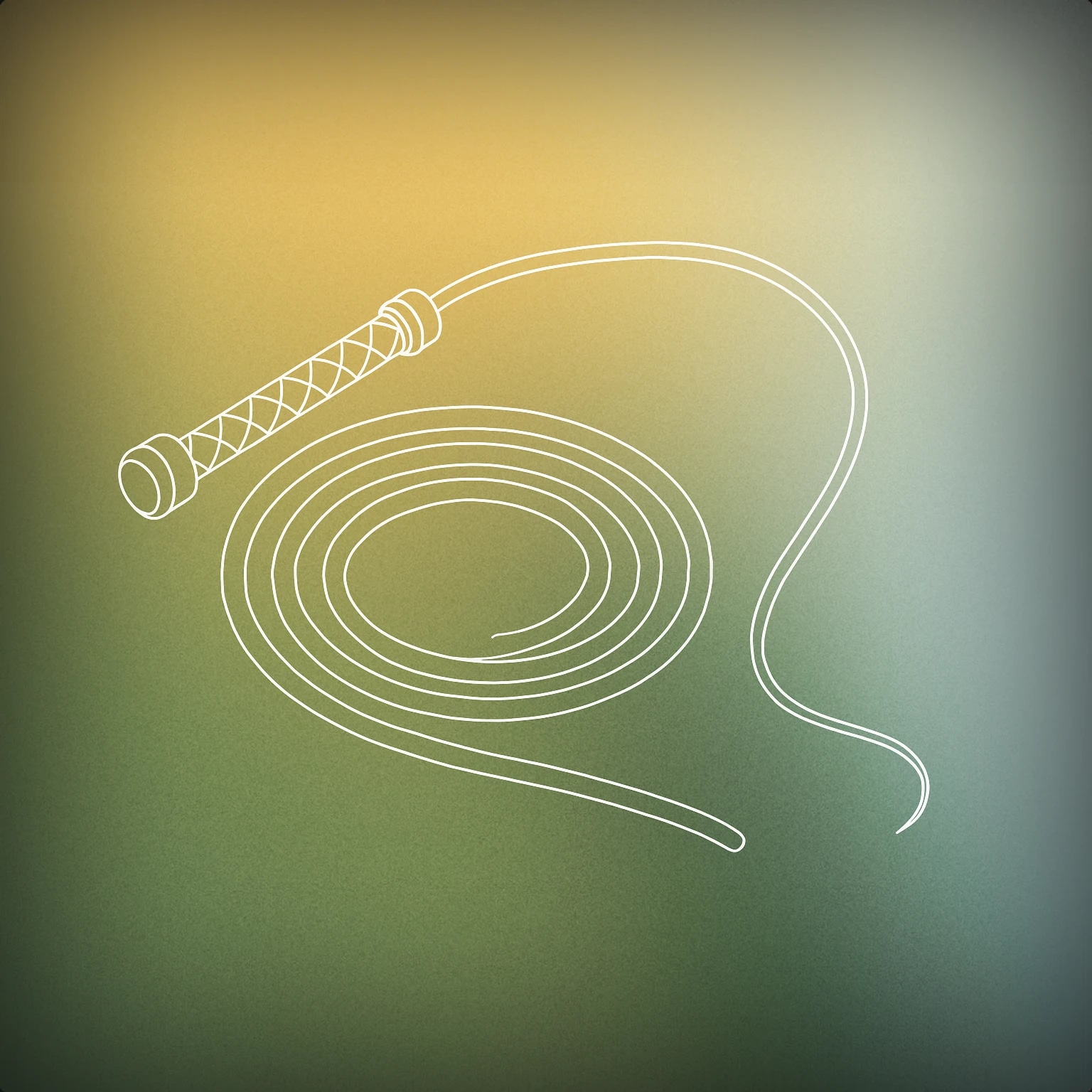 Cover of a coiled whip with its tip sharply flicked outward, forming a dynamic curve for Whip Crack sound effects