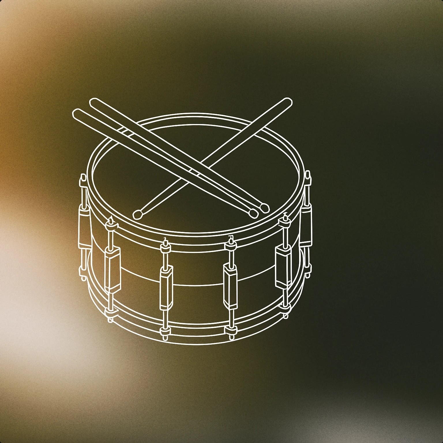 Cover of Simple snare drum with a pair of crossed drumsticks on top for Snare sound effects