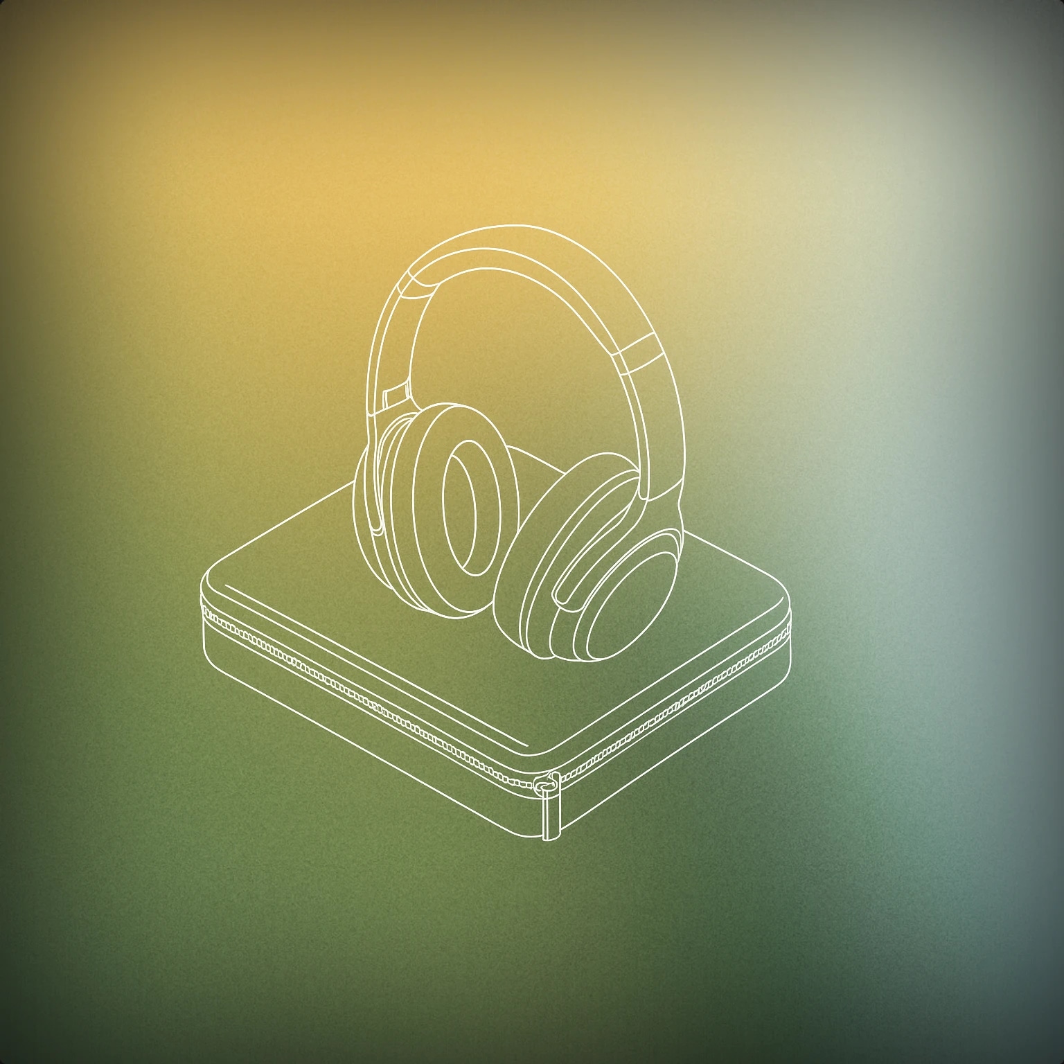 Cover of headphones resting on a closed zipper bag for Bag sound effects