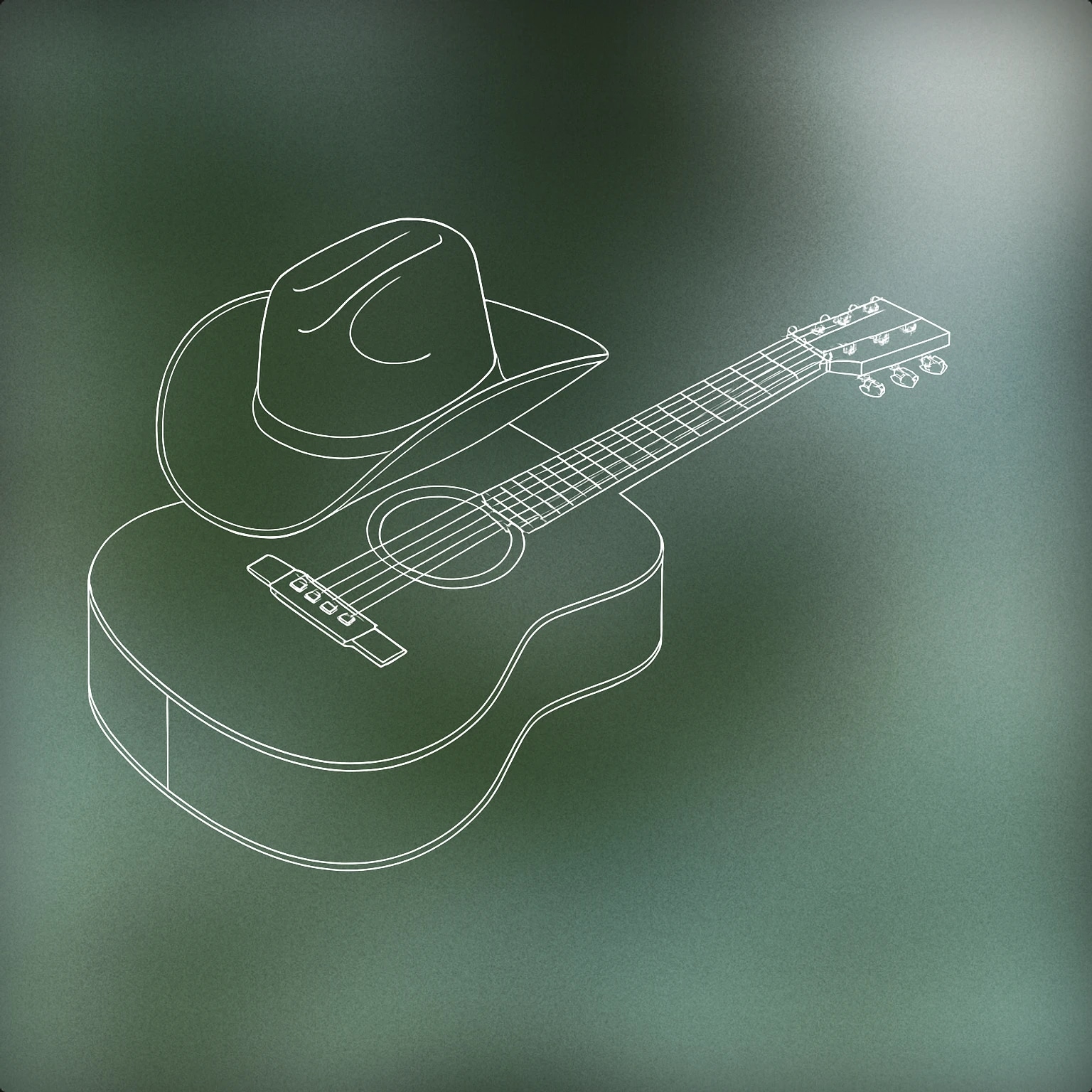 Cover of cowboy hat resting on a guitar for Yee Haw sound effects
