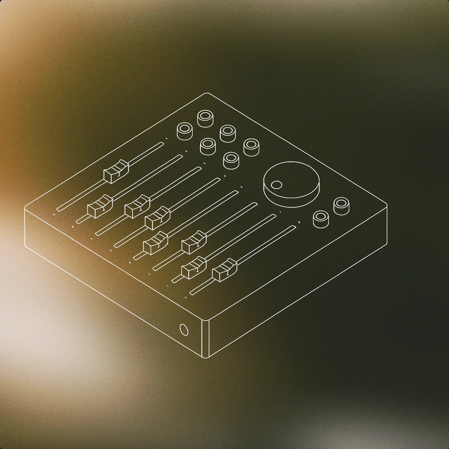 Cover of Minimal audio mixing console with a single row of sliders and a circular main knob for Interface sound effects