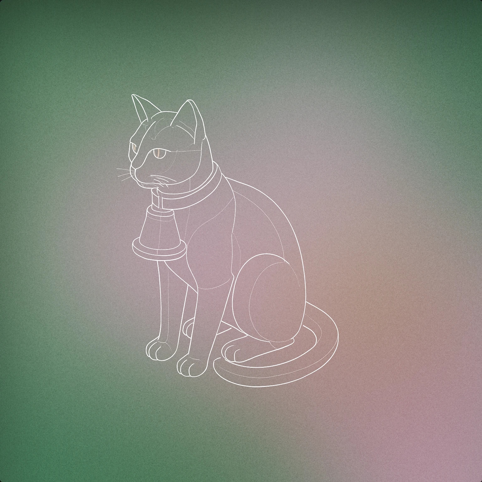 Cover of A cat sitting with its tail curled around a large, stylized bell-shaped collar for Cats sound effects