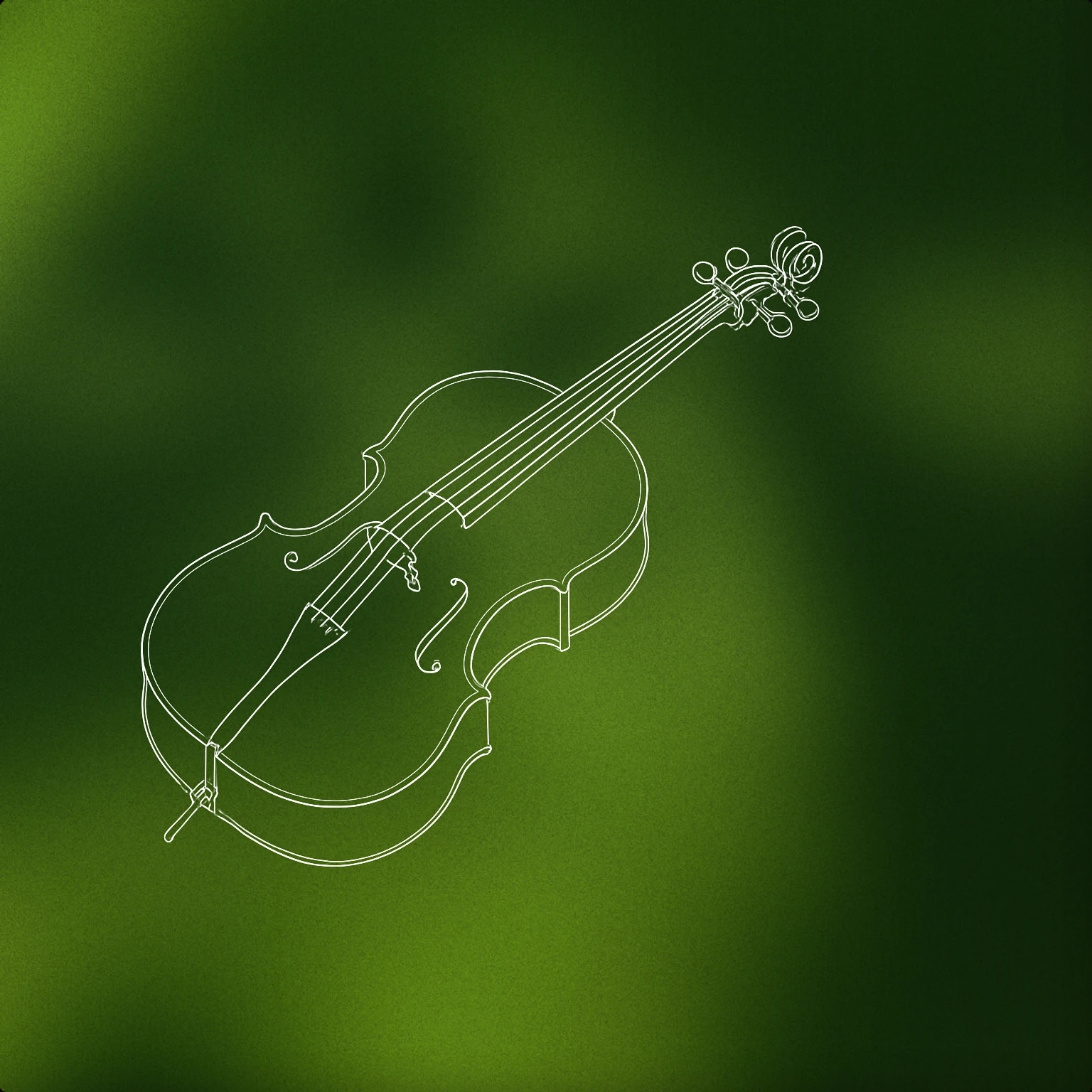 Cover of A stylized cello with a single elegant f-hole and simplified curved body, featuring the bridge and an upright neck with tuning pegs for Cello sound effects