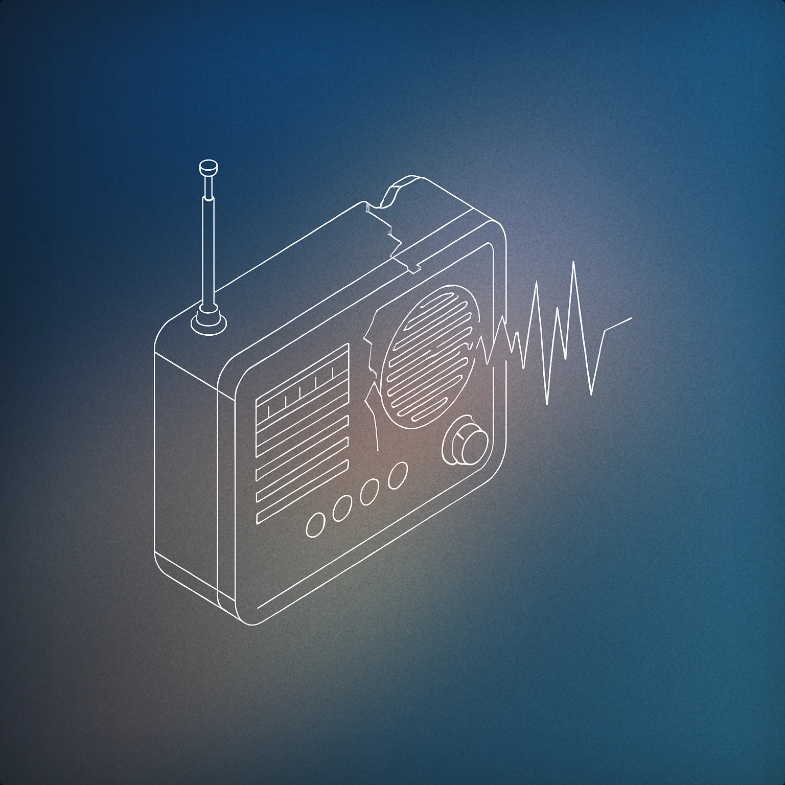 Cover of A broken radio emitting jagged waveforms from its speaker grill for Noise sound effects