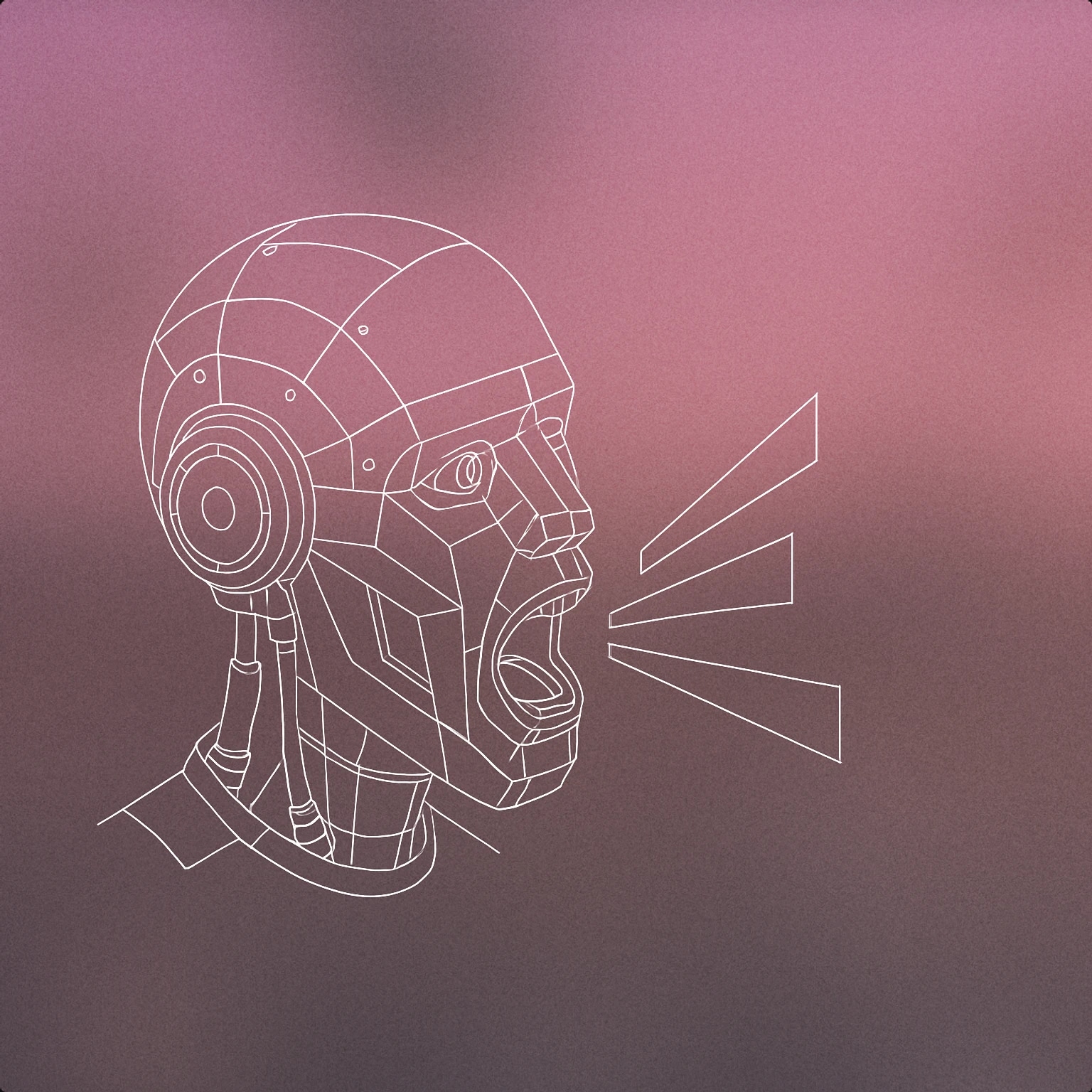 Cover of robotic head with a stylized open mouth emitting geometric sound lines for Robot Vocal sound effects