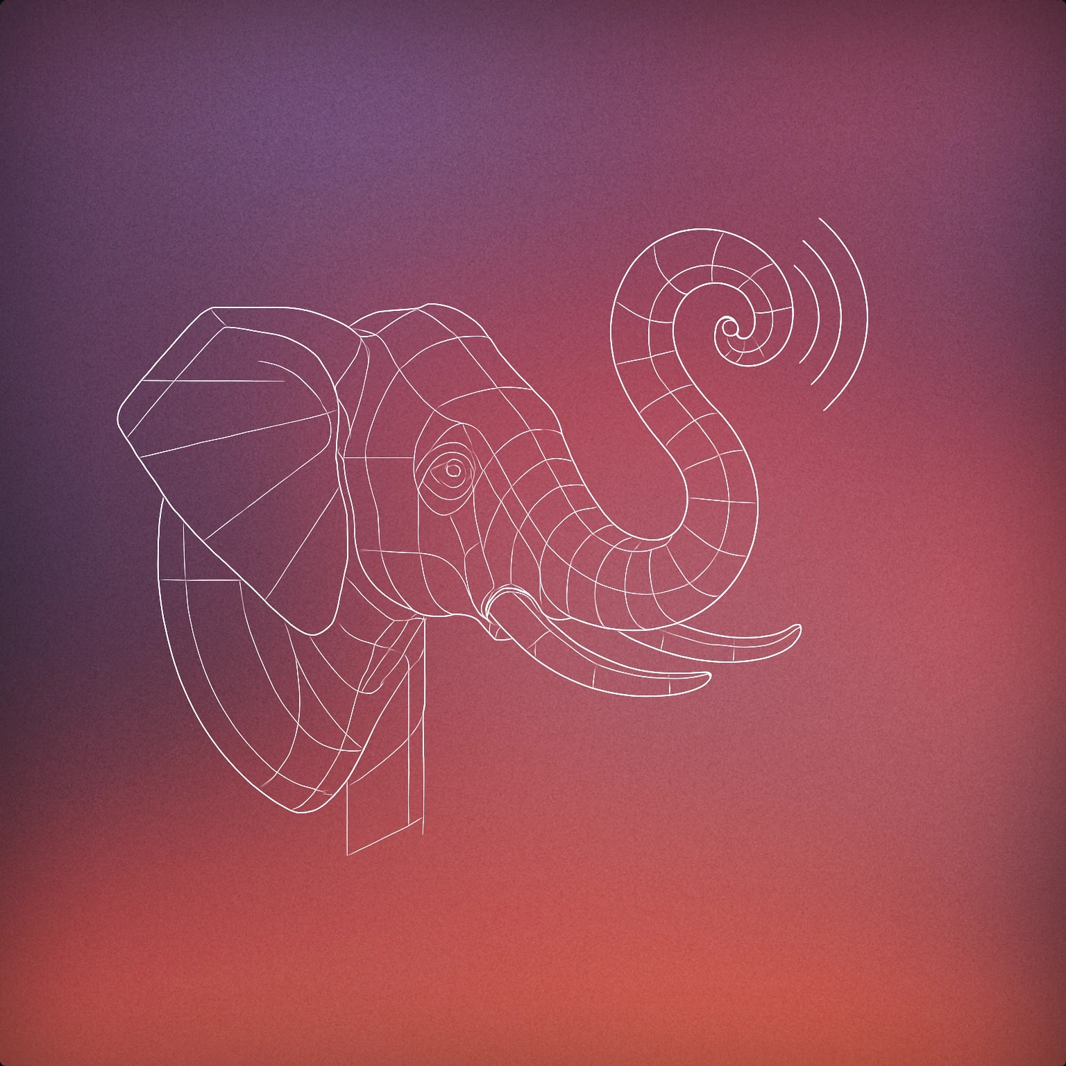 Cover of An elephant's head with a raised trunk forming a stylized spiral, with subtle soundwave lines emanating from the trunk's tip for Elephant sound effects
