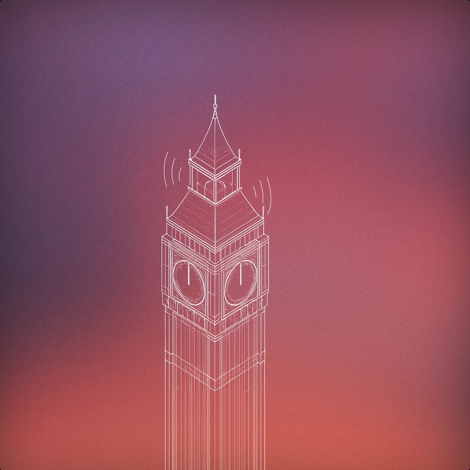 Cover of Large clock tower showing midnight with subtle stylized sound lines radiating from its bell for New Year sound effects