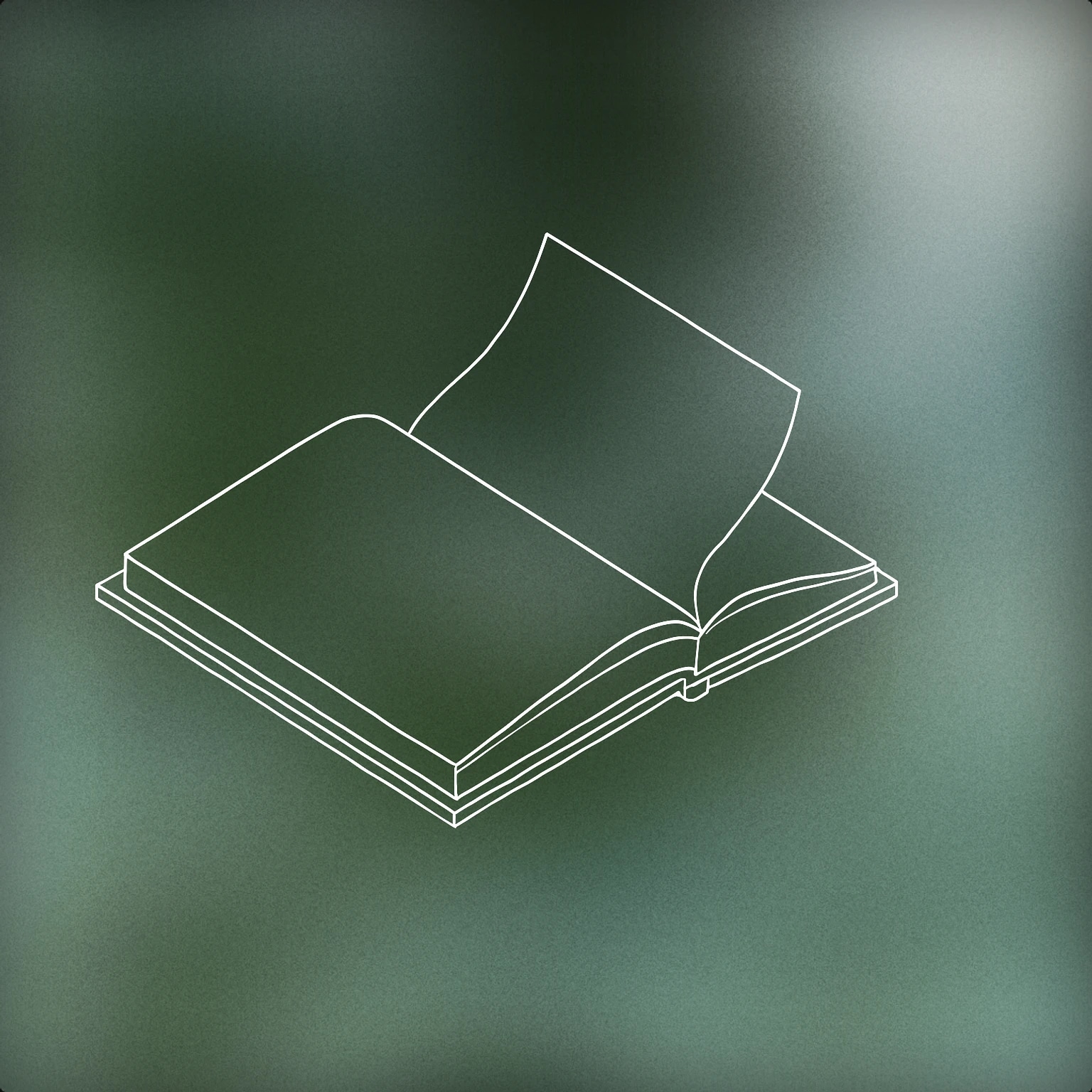 Cover of A single open notebook with a slightly lifted page curling mid-air for Paper Rustle sound effects