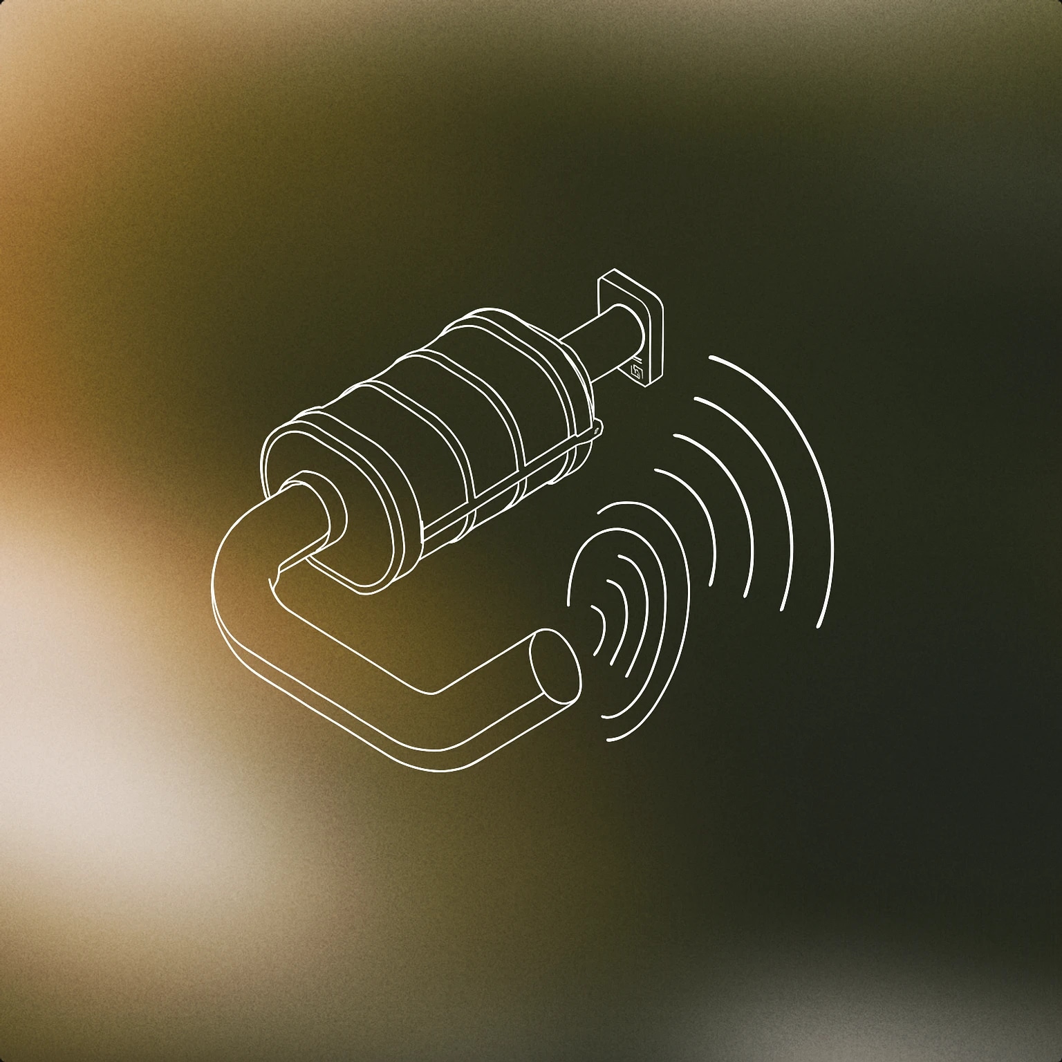 Cover of racing car exhaust pipe emitting stylized sound waves for Racing Car sound effects