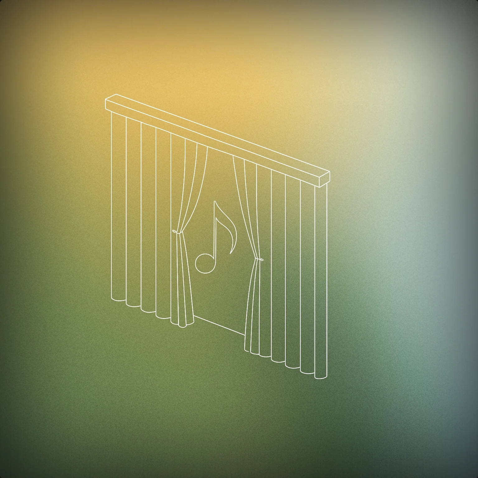 Cover of A slowly opening stage curtain with a single visible music note emerging from the gap for Reveal sound effects