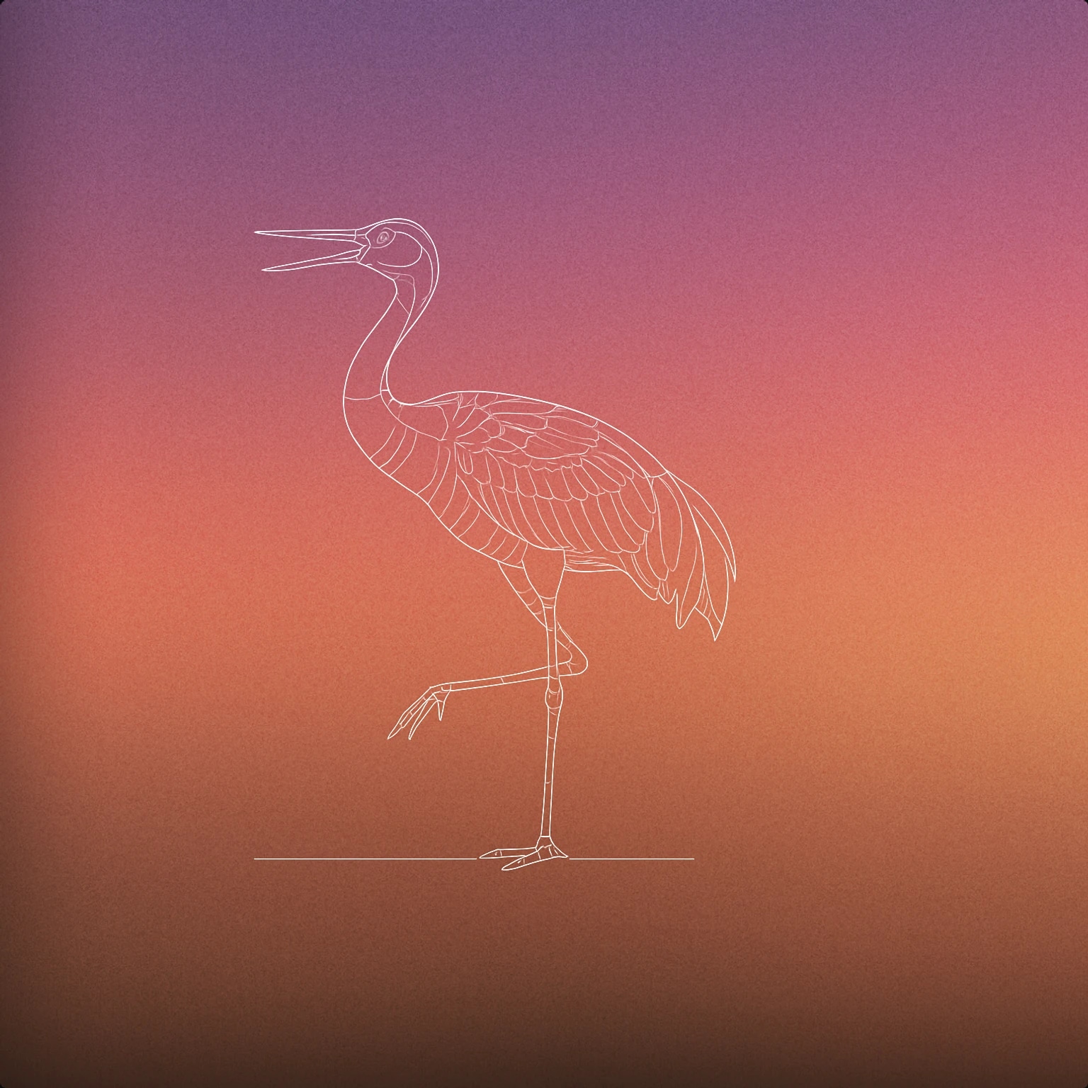 Cover of A stylized sandhill crane standing on one leg with its beak slightly open as if calling for Sandhill Crane sound effects