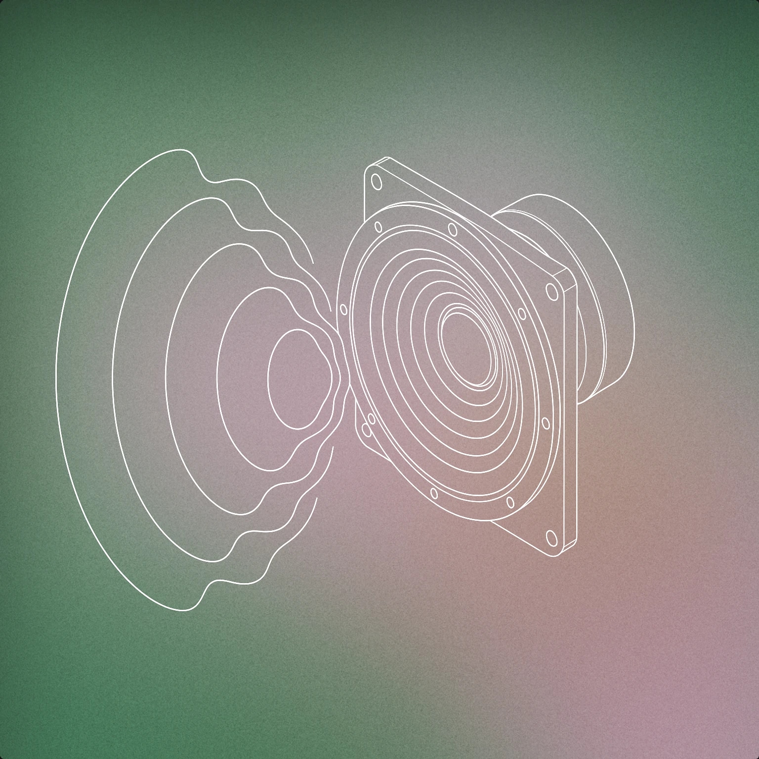 Cover of A large, stylized subwoofer cone with exaggerated, smooth ripples radiating outward from its center for Womp sound effects