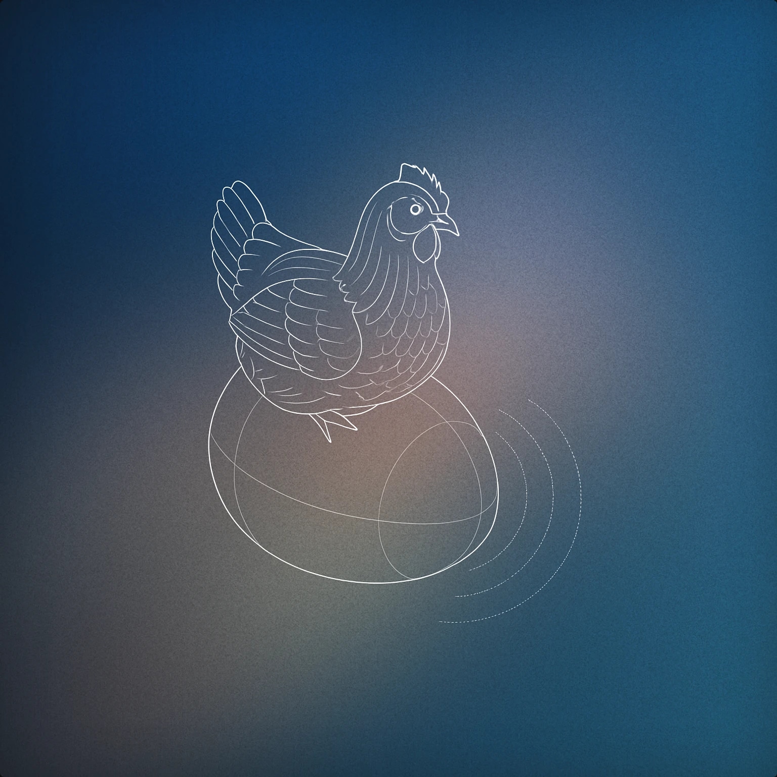 Cover of a hen sitting on a stylized, oversized egg with subtle soundwave patterns emanating from the egg for Hen sound effects