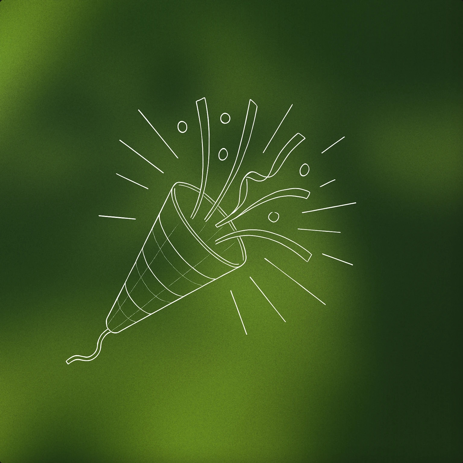 Cover of A single party popper mid-burst, with stylized sound lines radiating outward from the opening for Confetti sound effects