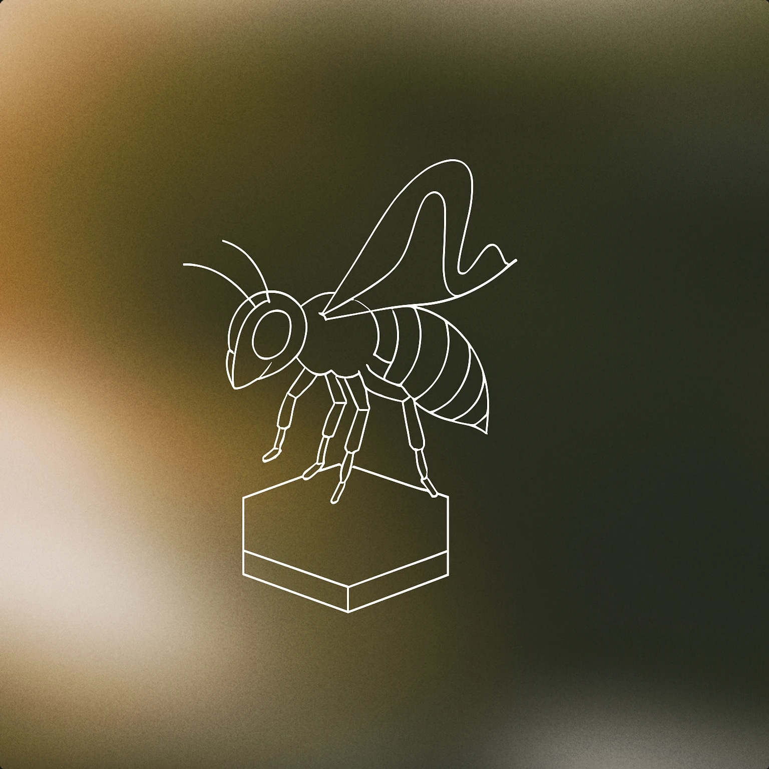 Cover of A stylized bee with a single, prominent wing shaped like a soundwave curve, hovering above a simple hexagonal cell for Bee sound effects