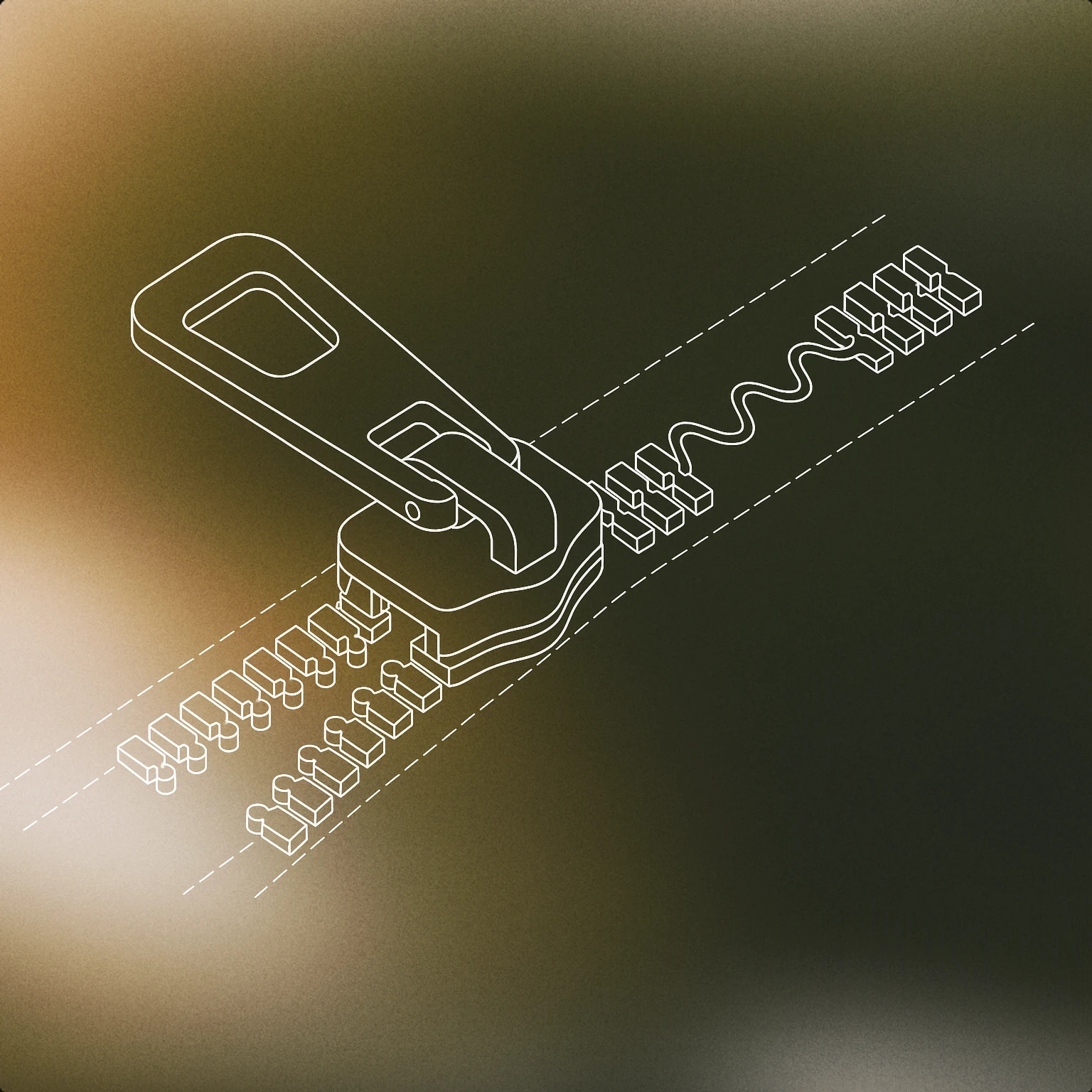 Cover of a zipper slider with its pull tab halfway open, revealing a stylized waveform pattern where the teeth separate for Zipper sound effects