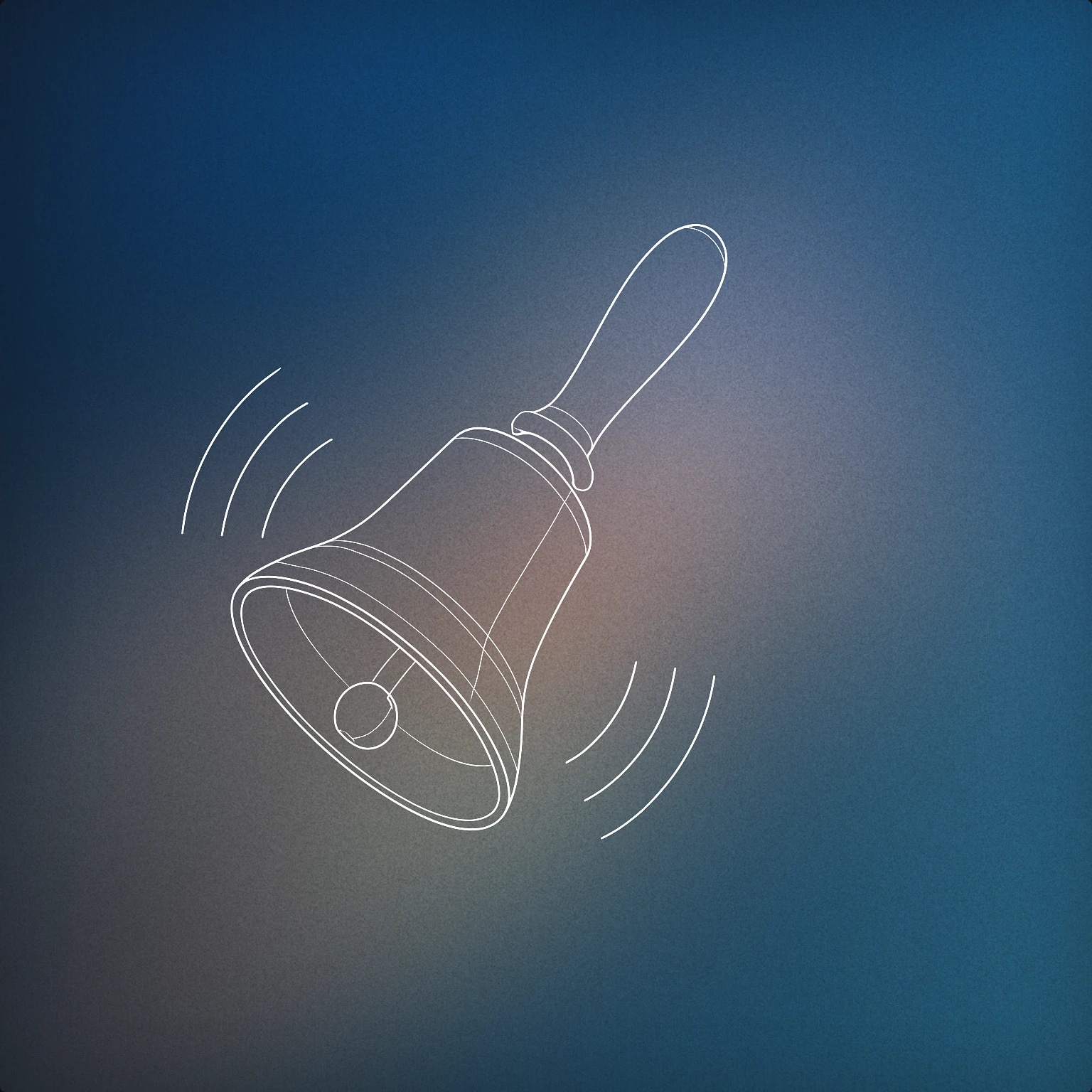 Cover of classic handbell with subtle vibration lines around it for Ringing sound effects