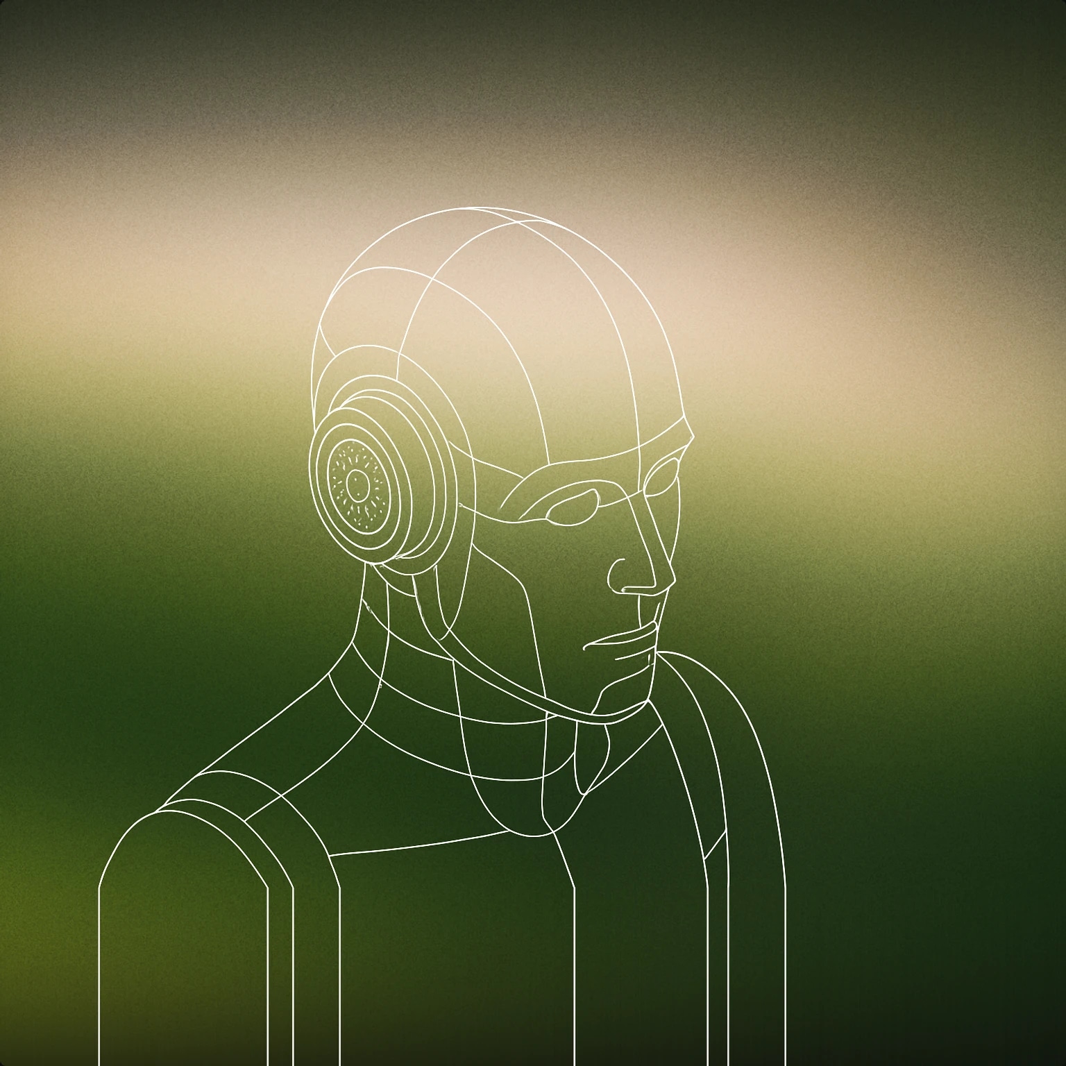 Cover of a stylized humanoid robot head with integrated circular audio sensors on the sides for Robotic sound effects