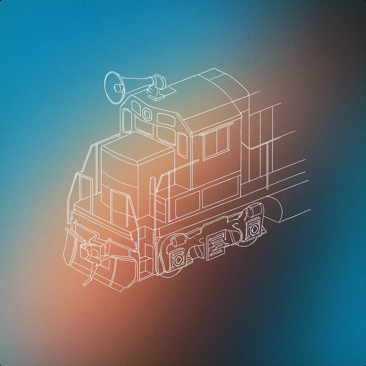 Cover of train locomotive front with a prominent horn mounted on top for Train Horn sound effects