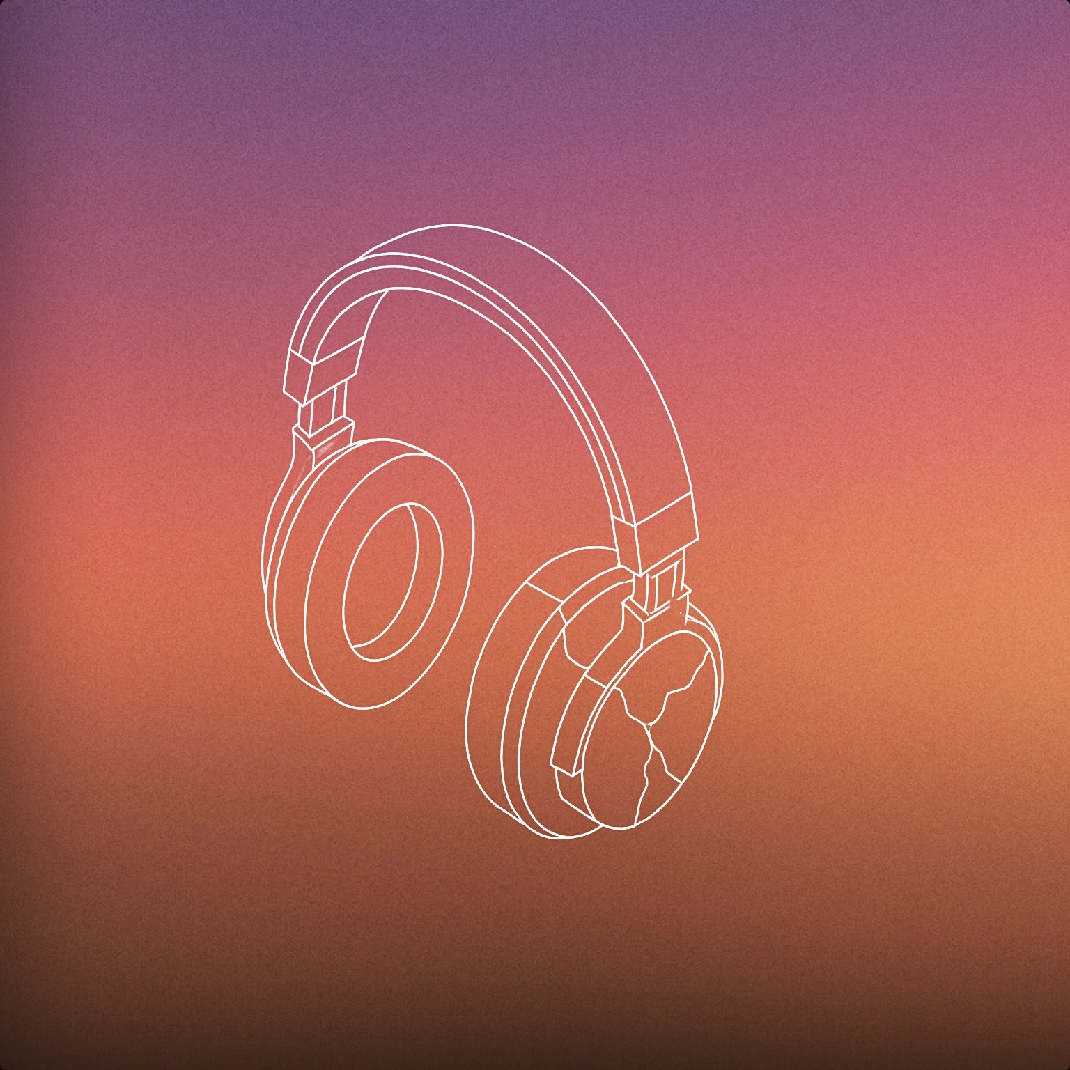 Cover of a broken pair of over-ear headphones with a visible crack across one earcup for Game Over sound effects