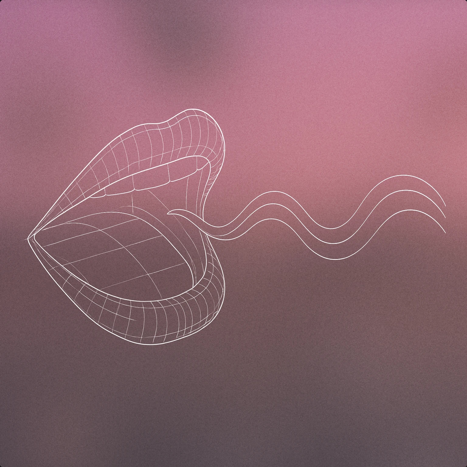 Cover of a gently curved open mouth with a subtle wavy line emerging from it for Sigh sound effects