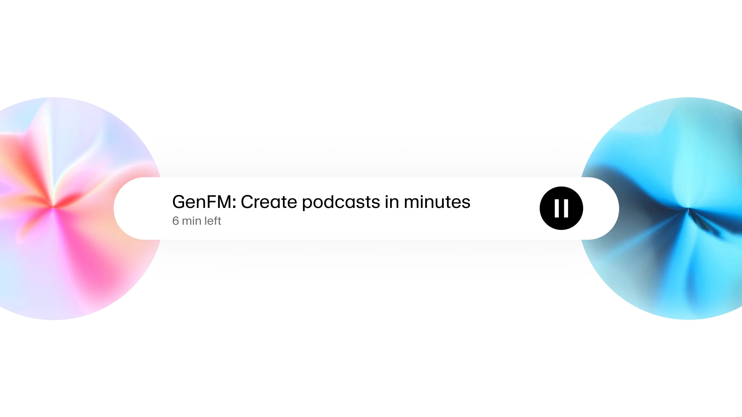 Notification for creating podcasts in 6 minutes with a pause button.