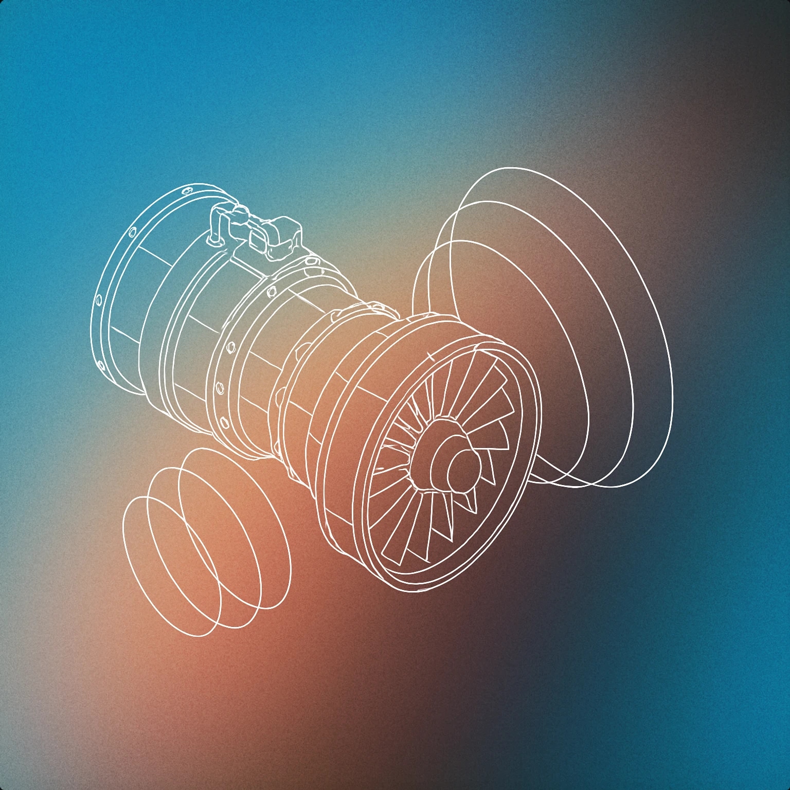 Cover of jet engine turbine with stylized soundwave rings emanating from the exhaust for Jet sound effects