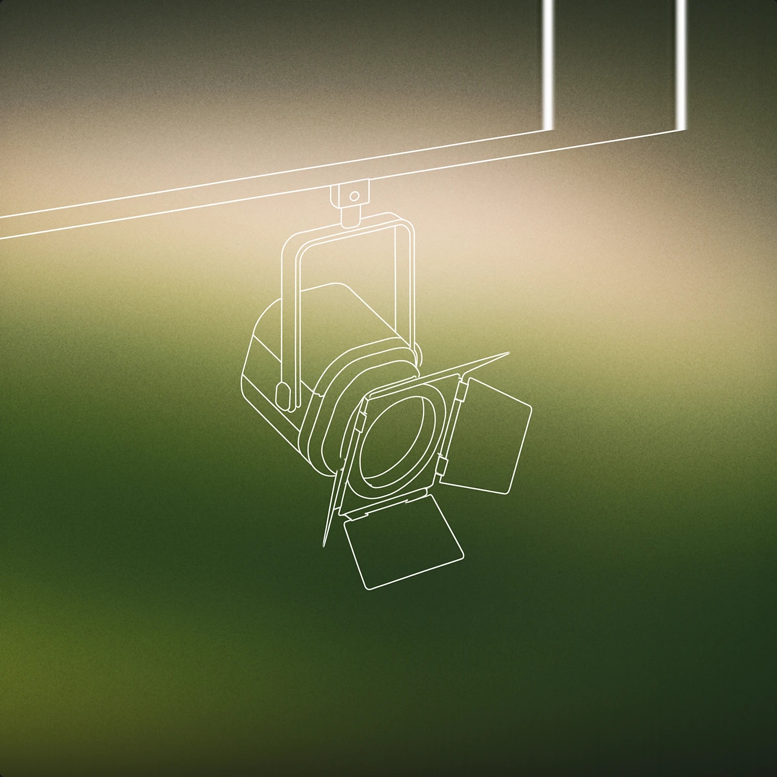 Cover of A minimalistic hanging stage spotlight tilted downward with a visible circular aperture in the front for Lighting sound effects