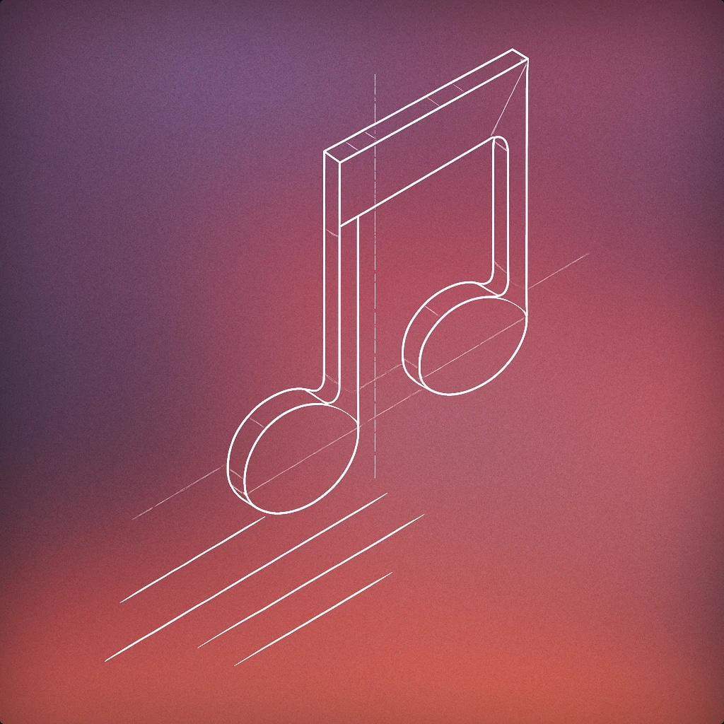 Cover of A single musical note with motion lines beneath it, angled downward to suggest descent for Falling sound effects