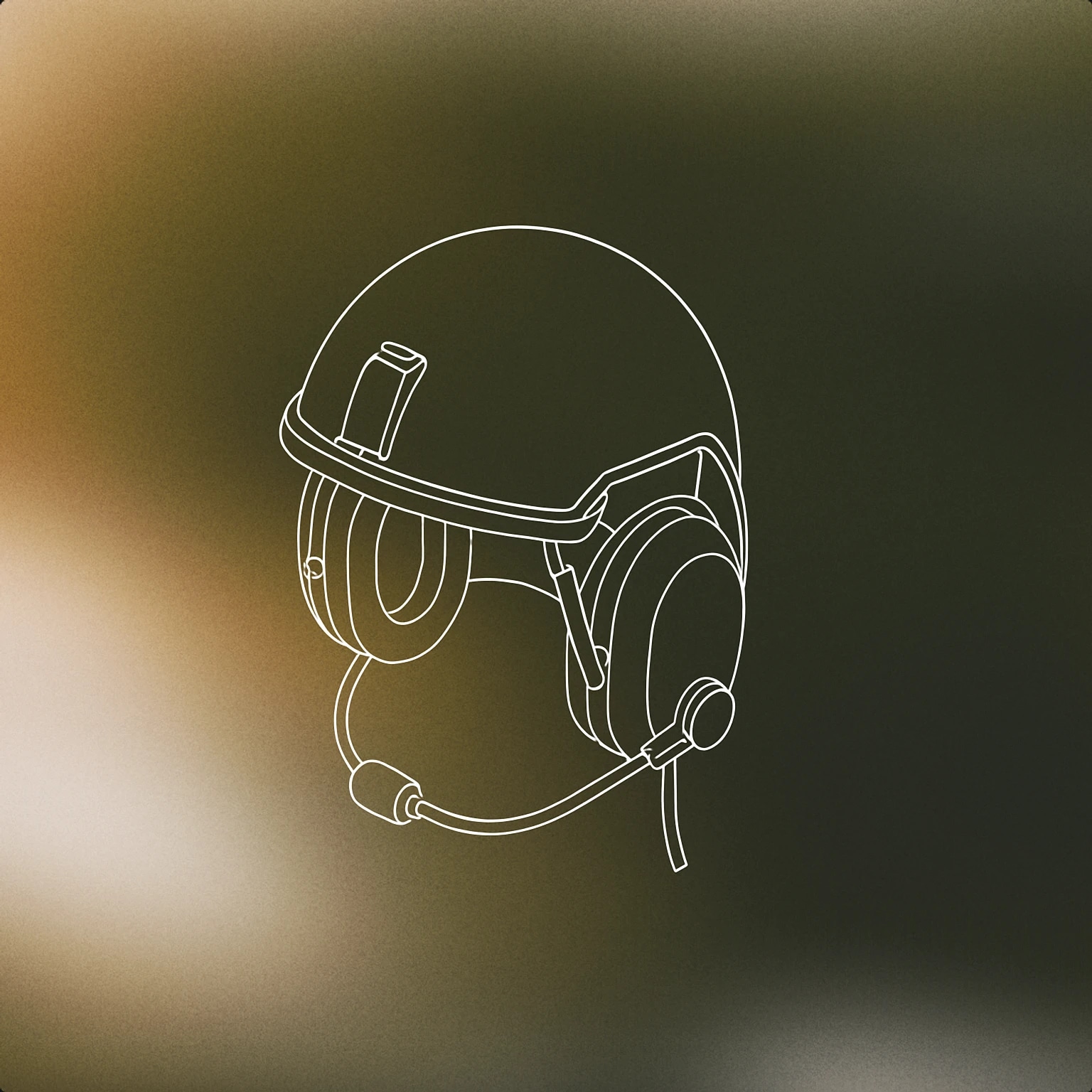 Cover of Helmet with attached communication headset for Soldier sound effects