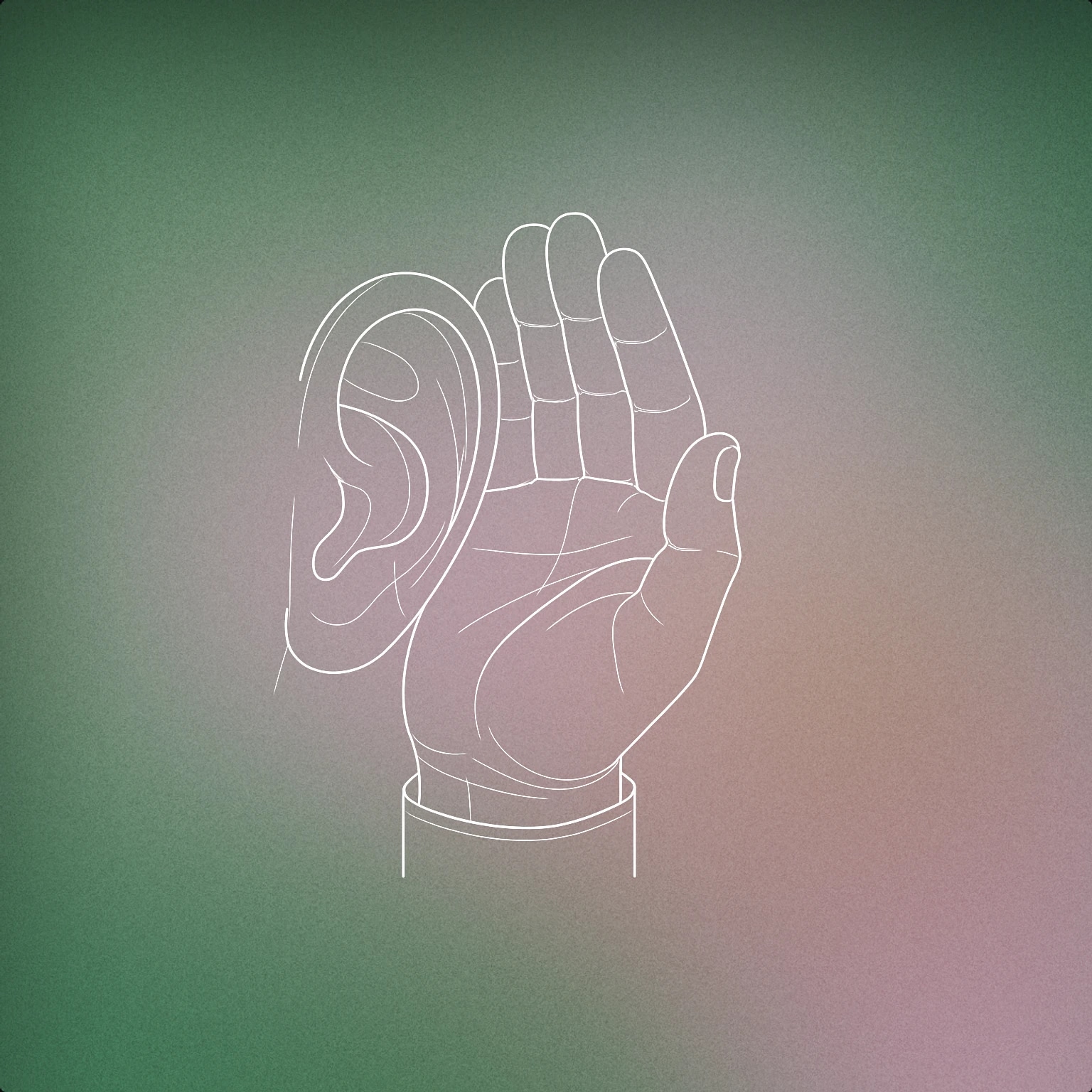 Cover of an ear cupped with a hand facing forward for Right sound effects
