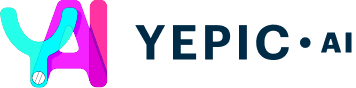 The YEPIC.ai logo with stylized "Y" and "A" in blue, pink, and teal colors.