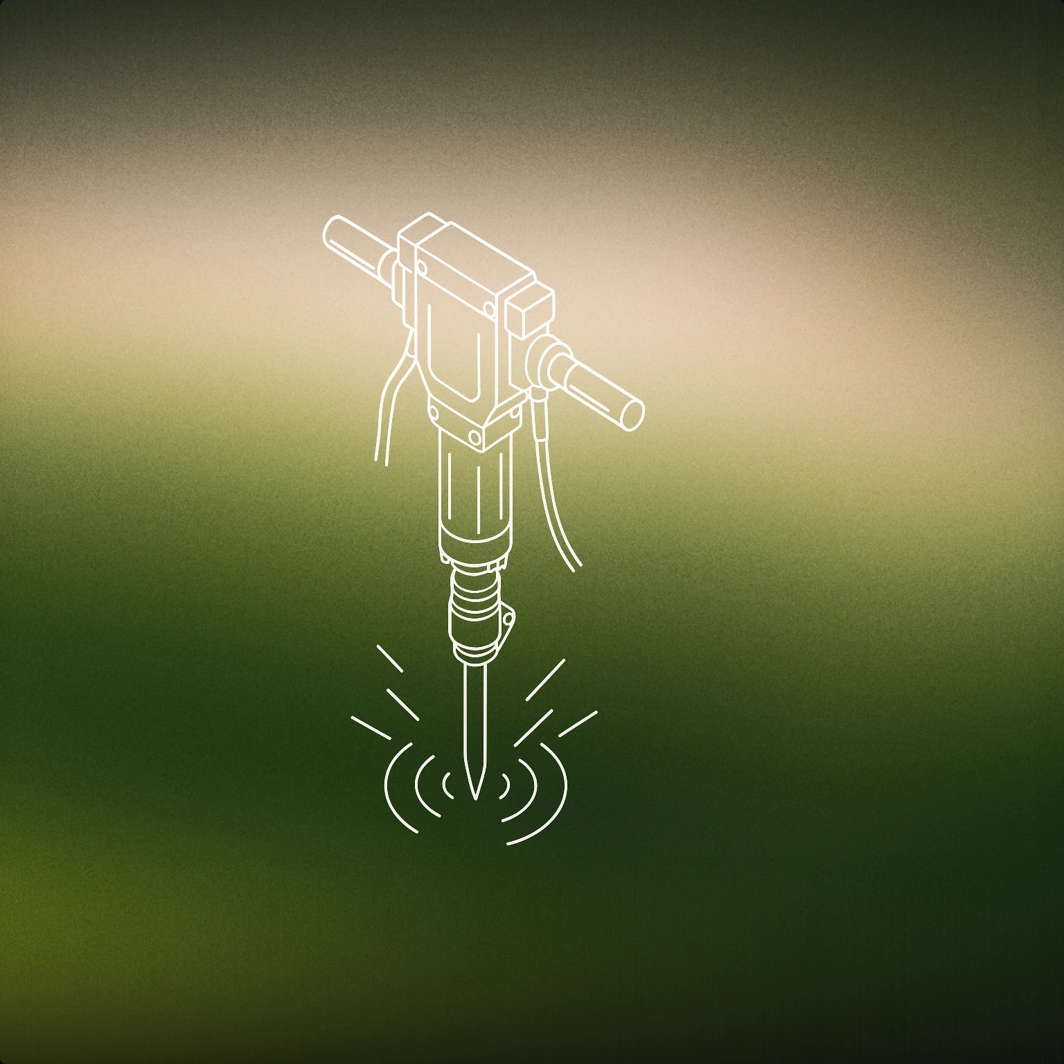 Cover of a construction jackhammer with stylized vibration lines emanating from its tip for Drill sound effects