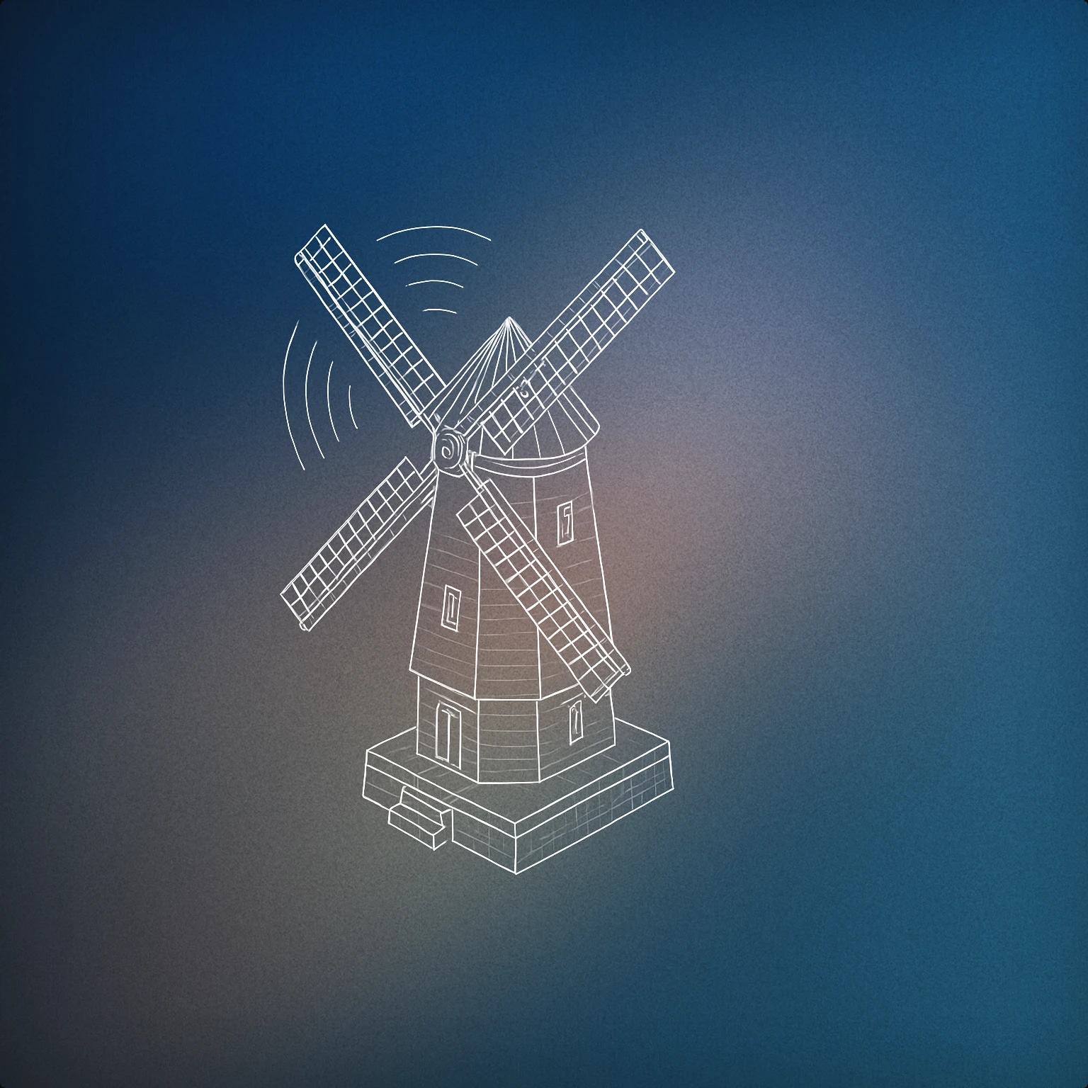 Cover of windmill with stylized rotating blades emitting subtle curved lines for Farm sound effects